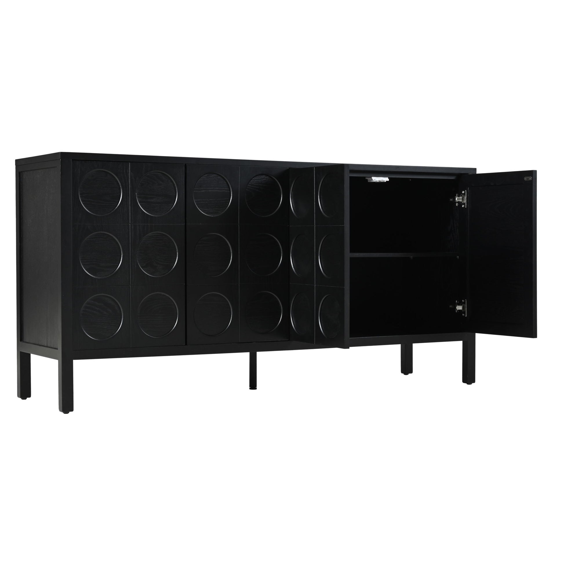 Stylish Storage Cabinet Sideboard With Unique Geometric Circle Door Design - Black - Best Buy Furniture