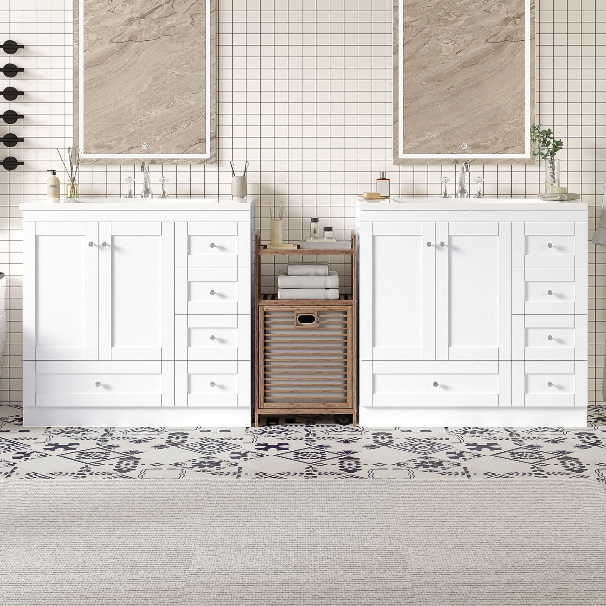 Shaker Free Standing Bathroom Vanity Cabinet With Sink, Soft Close Drawers, Soft Close Doors