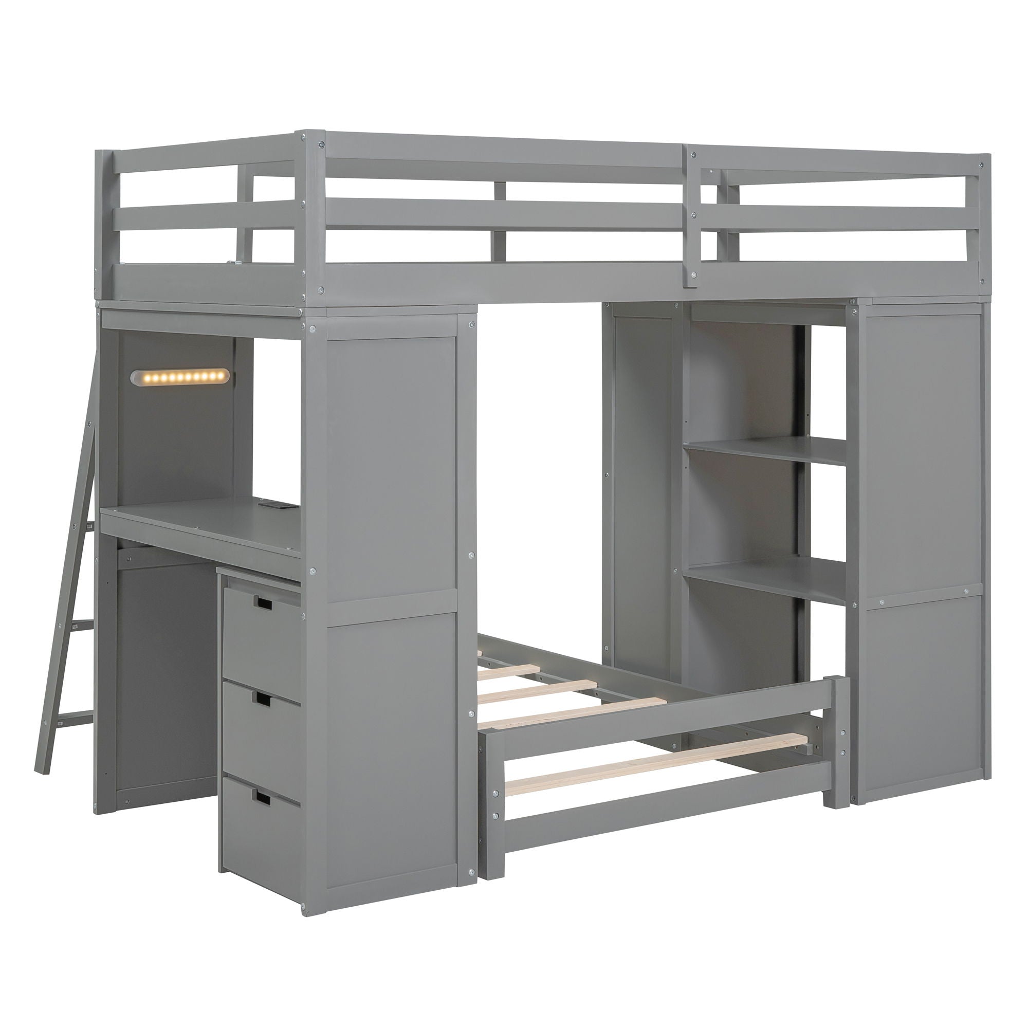 Bunk Bed With LED Light And USB Ports