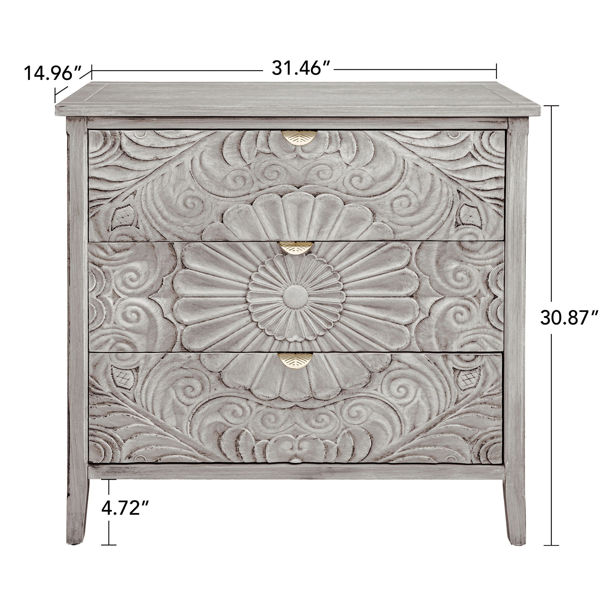 3 Drawer Cabinet, American Furniture, Suitable For Bedroom, Living Room - Light Gray - Best Buy Furniture