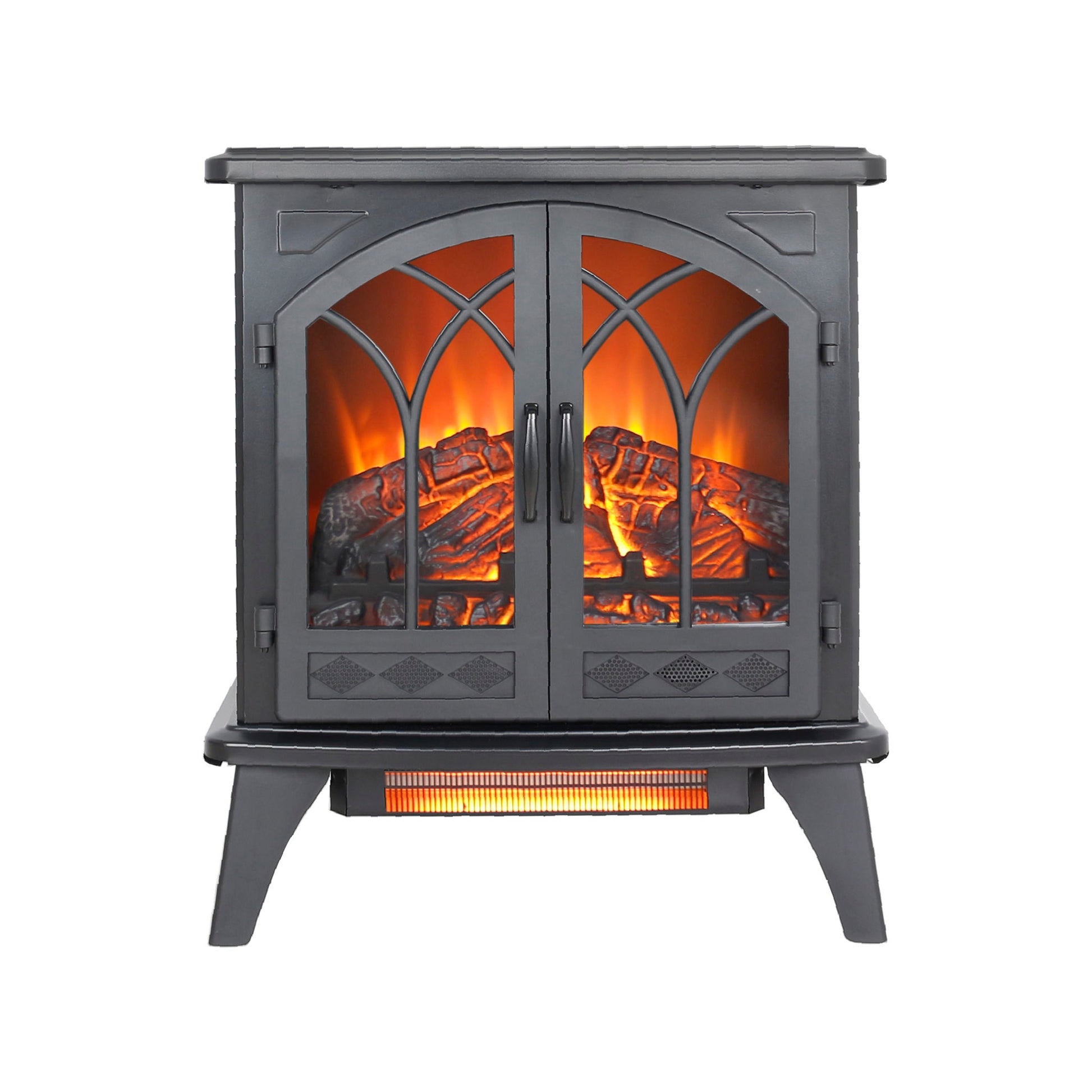 24" 3D Flame Electric Infrared Quartz Fireplace Stove With Remote Control - Antique Black - Best Buy Furniture