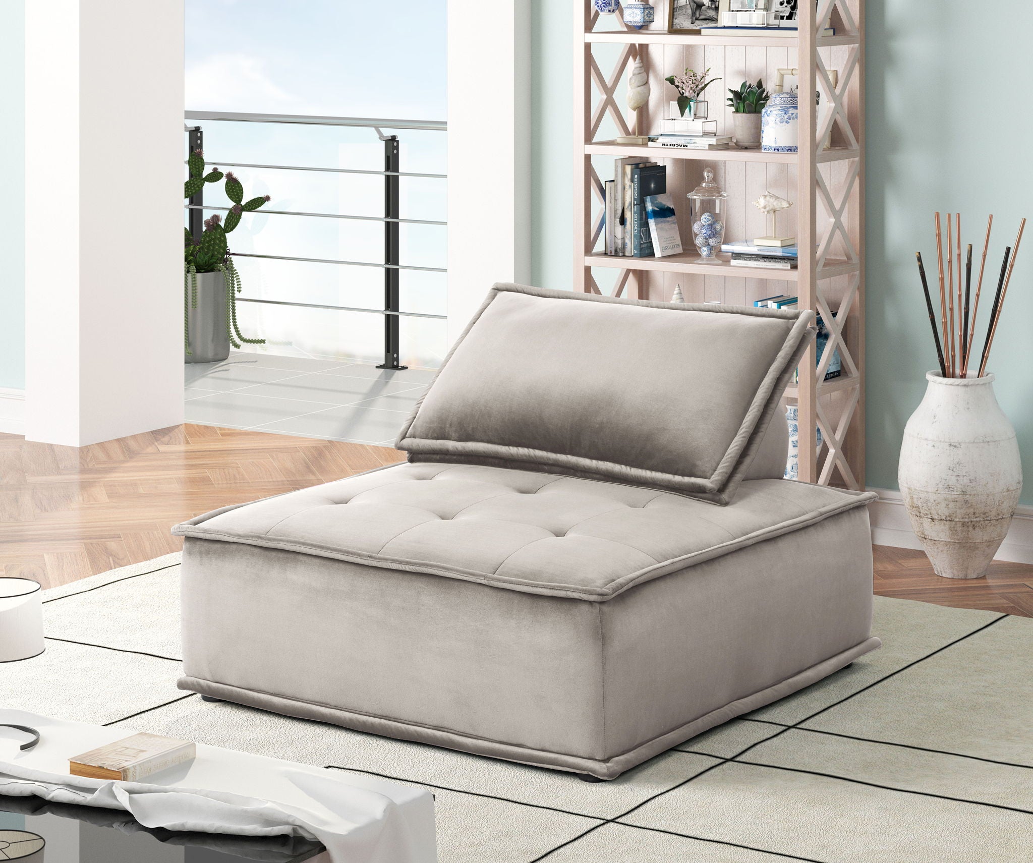 Anna - Velvet Armless Lounge Chair