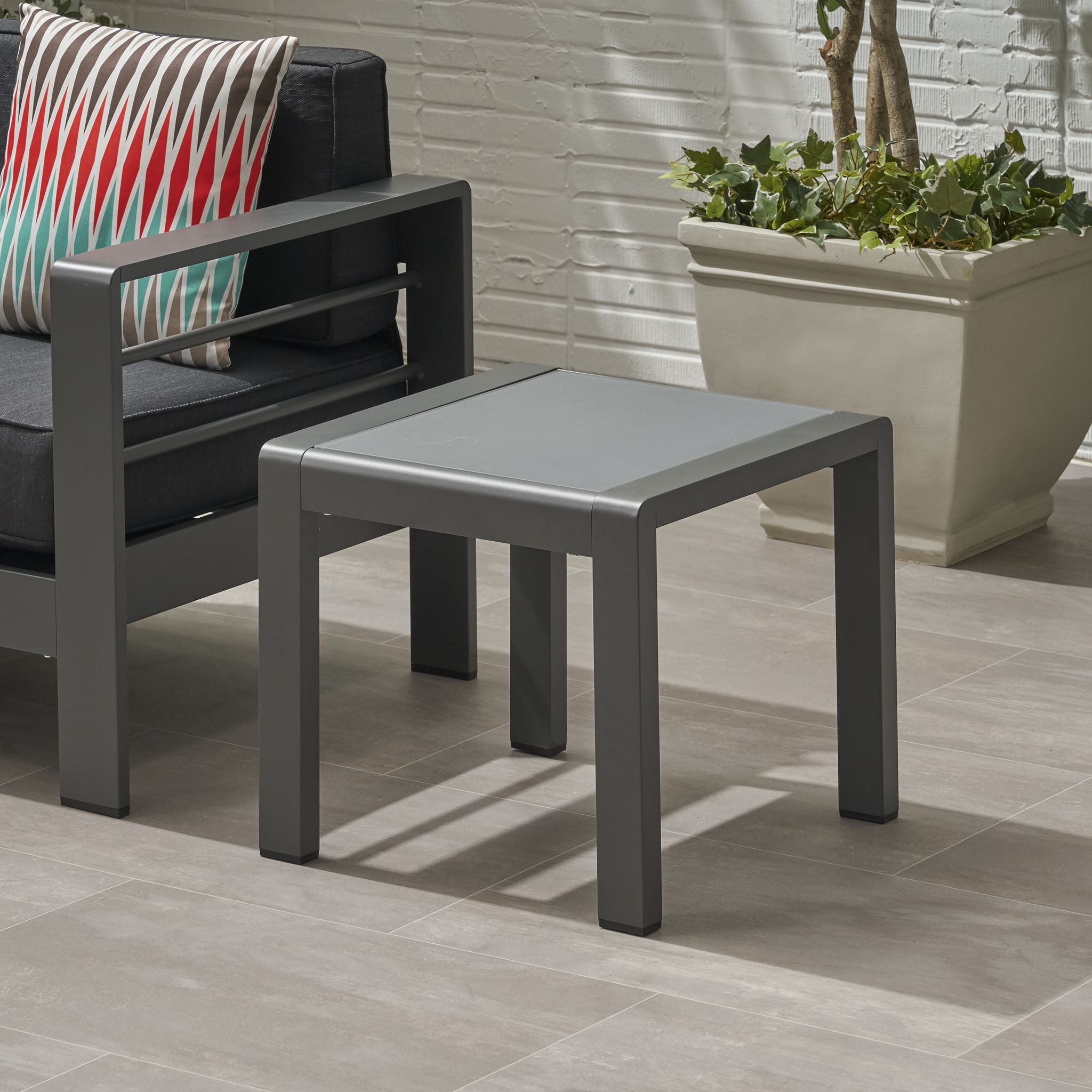 Cape Coral - Contemporary Side Table With Frosted Glass Top