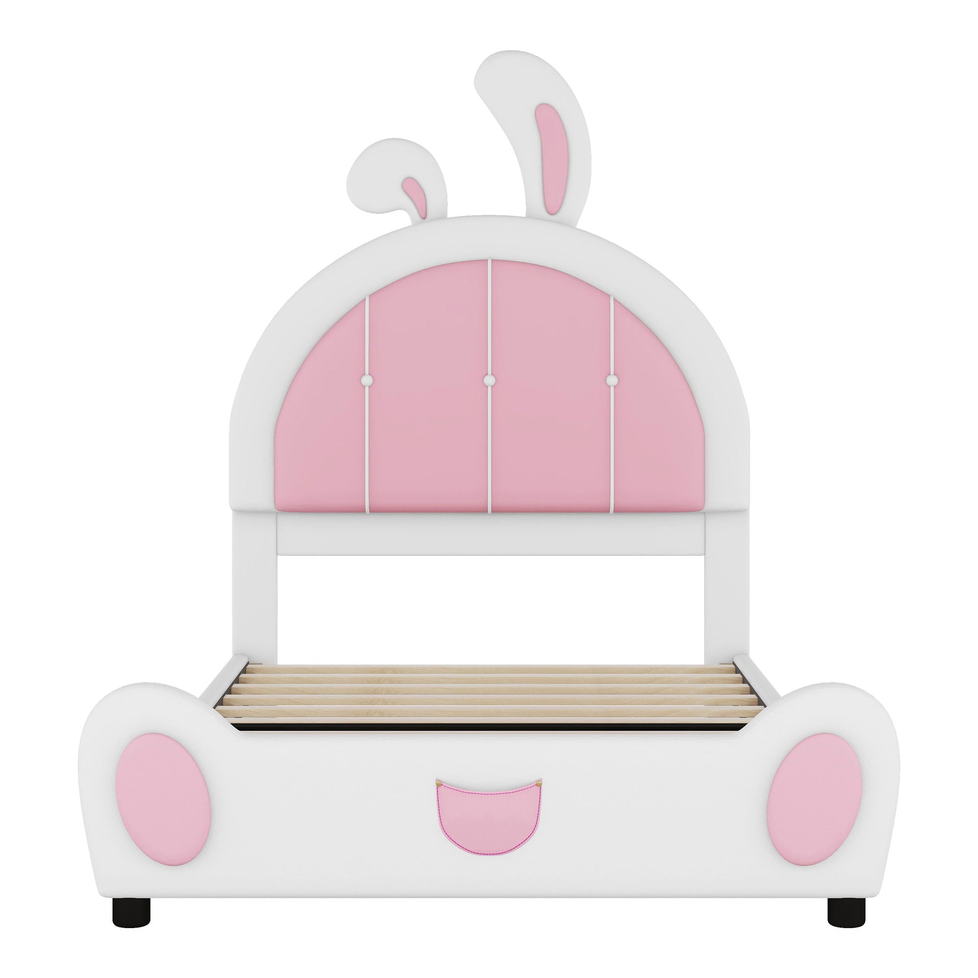 Upholstered Platform Bed With Rabbit Shaped Headboard