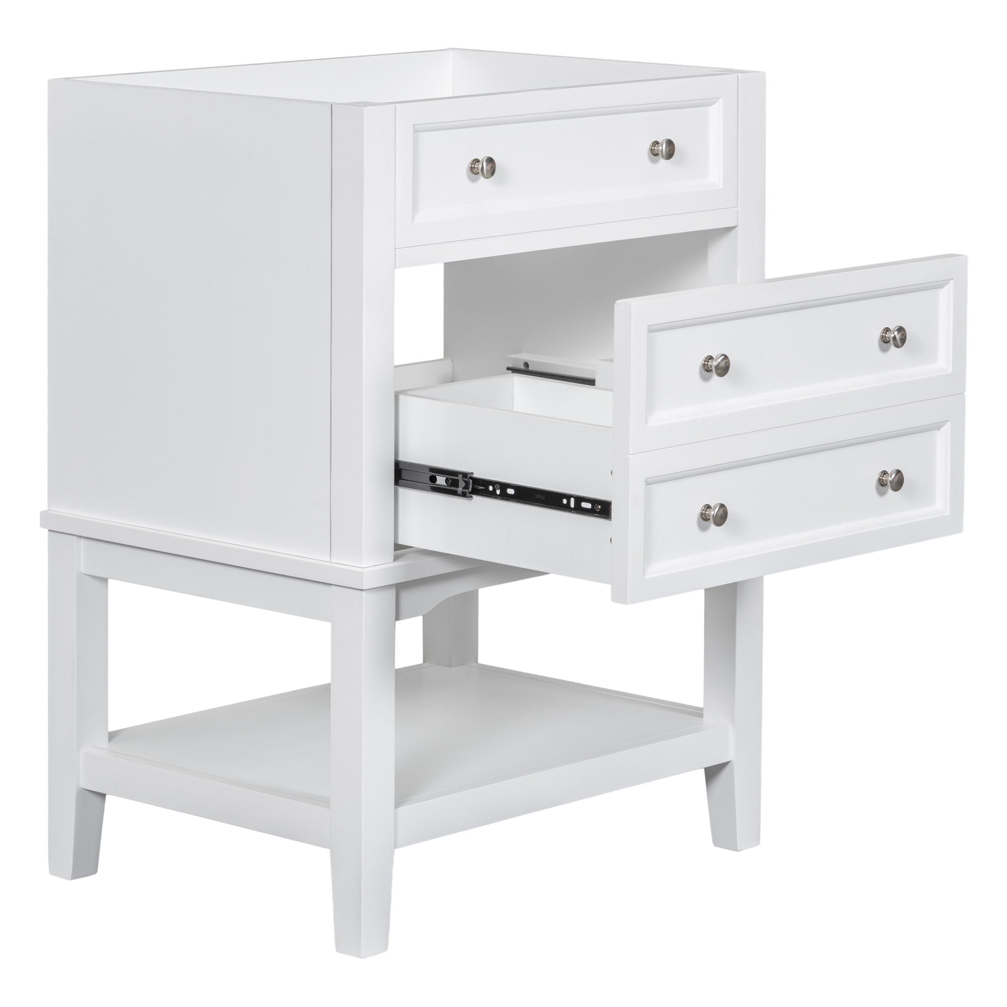 24" Bathroom Vanity Without Sink, Base Only, Storage Cabinet With Drawer And Open Shelf - White