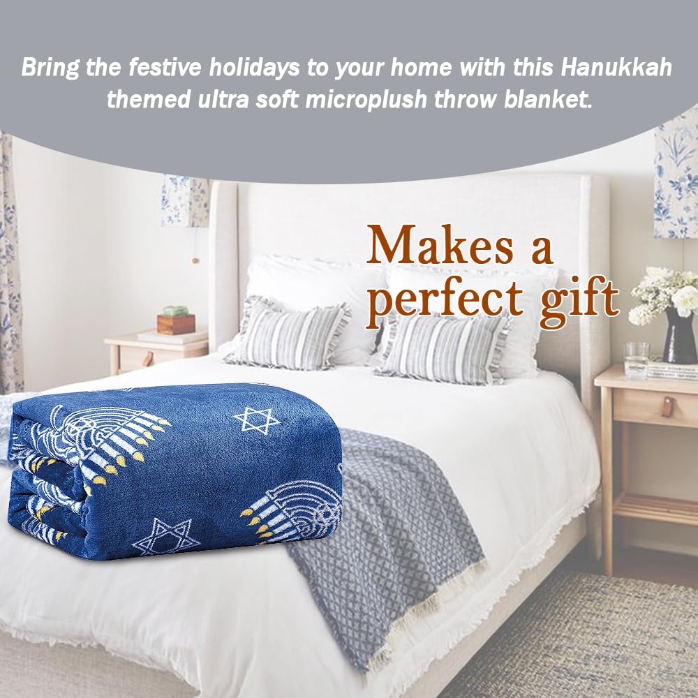 Decor&More Maccabbee Collection Microplush Holiday Throw Blanket (60" x 50") - Hanukkah Menorah - Best Buy Furniture