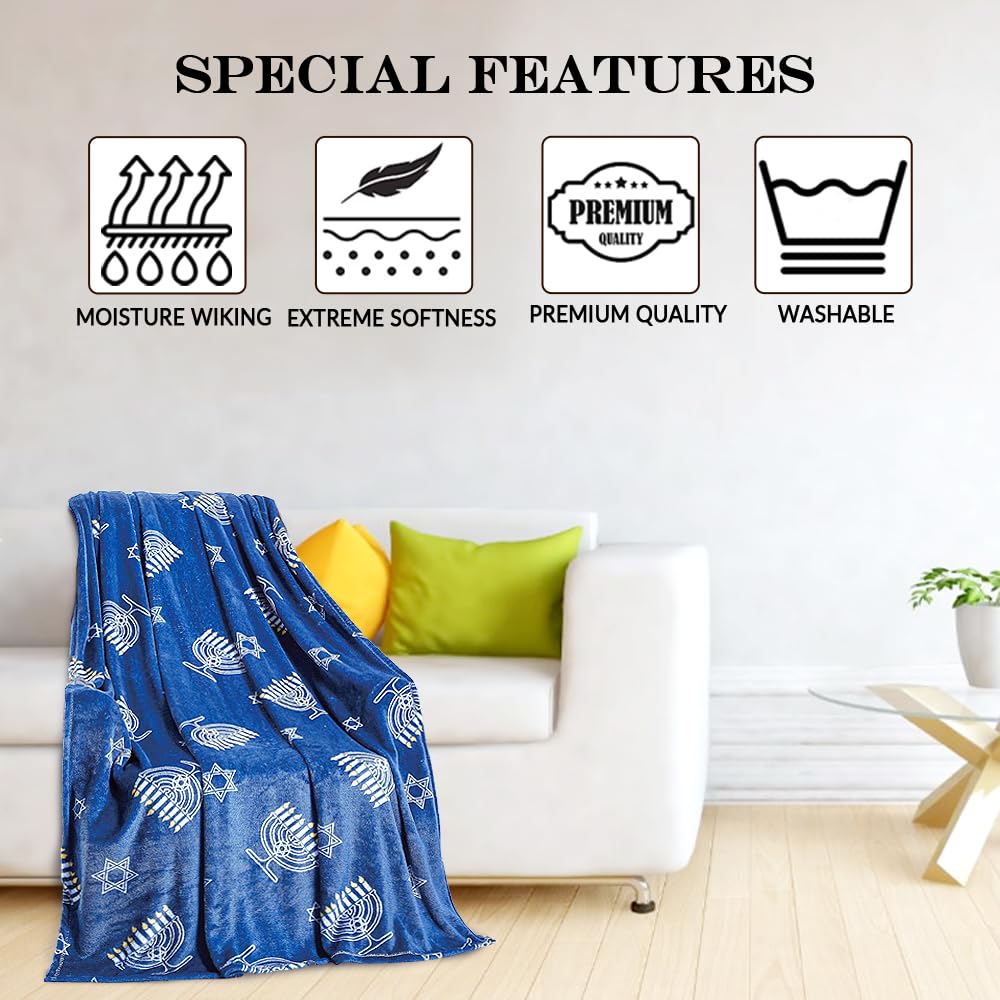 Decor&More Maccabbee Collection Microplush Holiday Throw Blanket (60" x 50") - Hanukkah Menorah - Best Buy Furniture