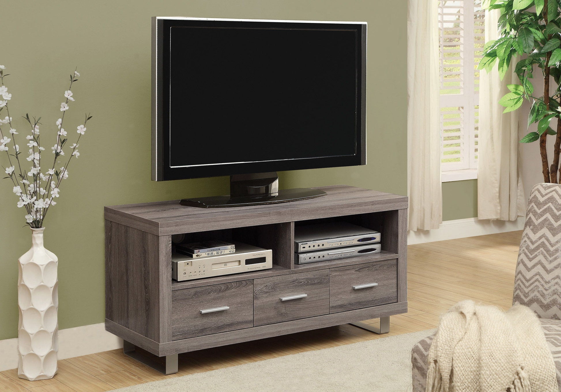 TV Stand Console Media Entertainment Center Storage Cabinet For Living Room - Taupe - Best Buy Furniture