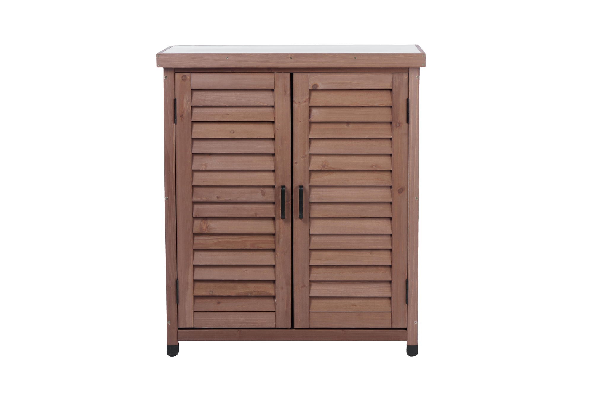 Potting Bench With Storage Cabinet And Metal Table Top For Outdoor