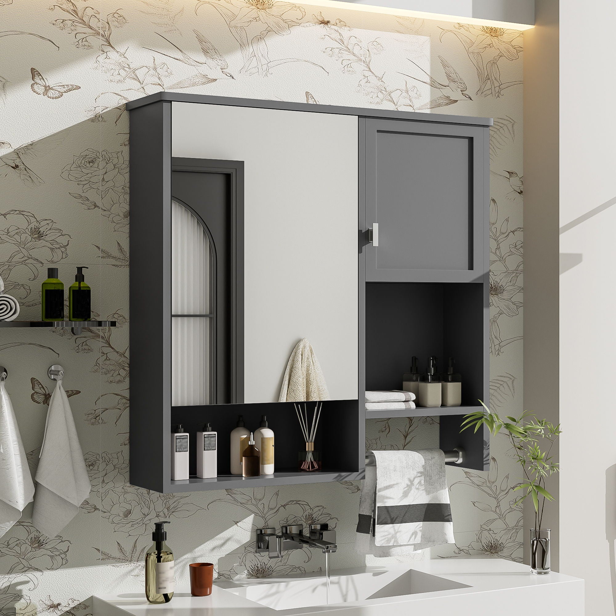 Modern Wall Mounted Bathroom Medicine Cabinet, Bathroom Wall Storage Cabinet With Mirror