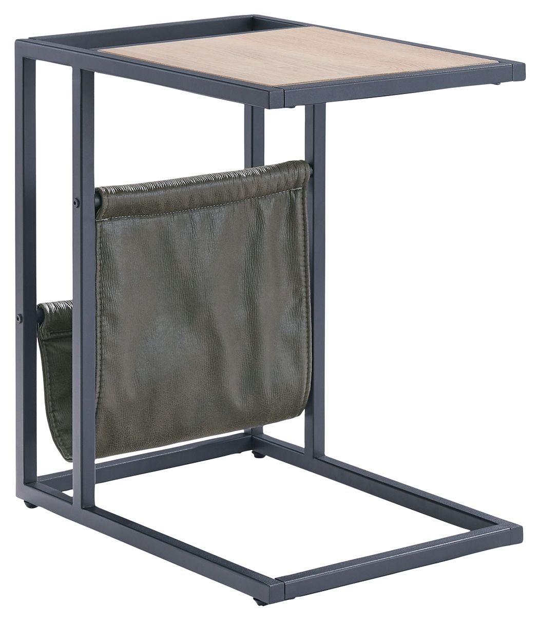 Freslowe - Chair Side End Table with Magazine Basket - Light Brown / Black