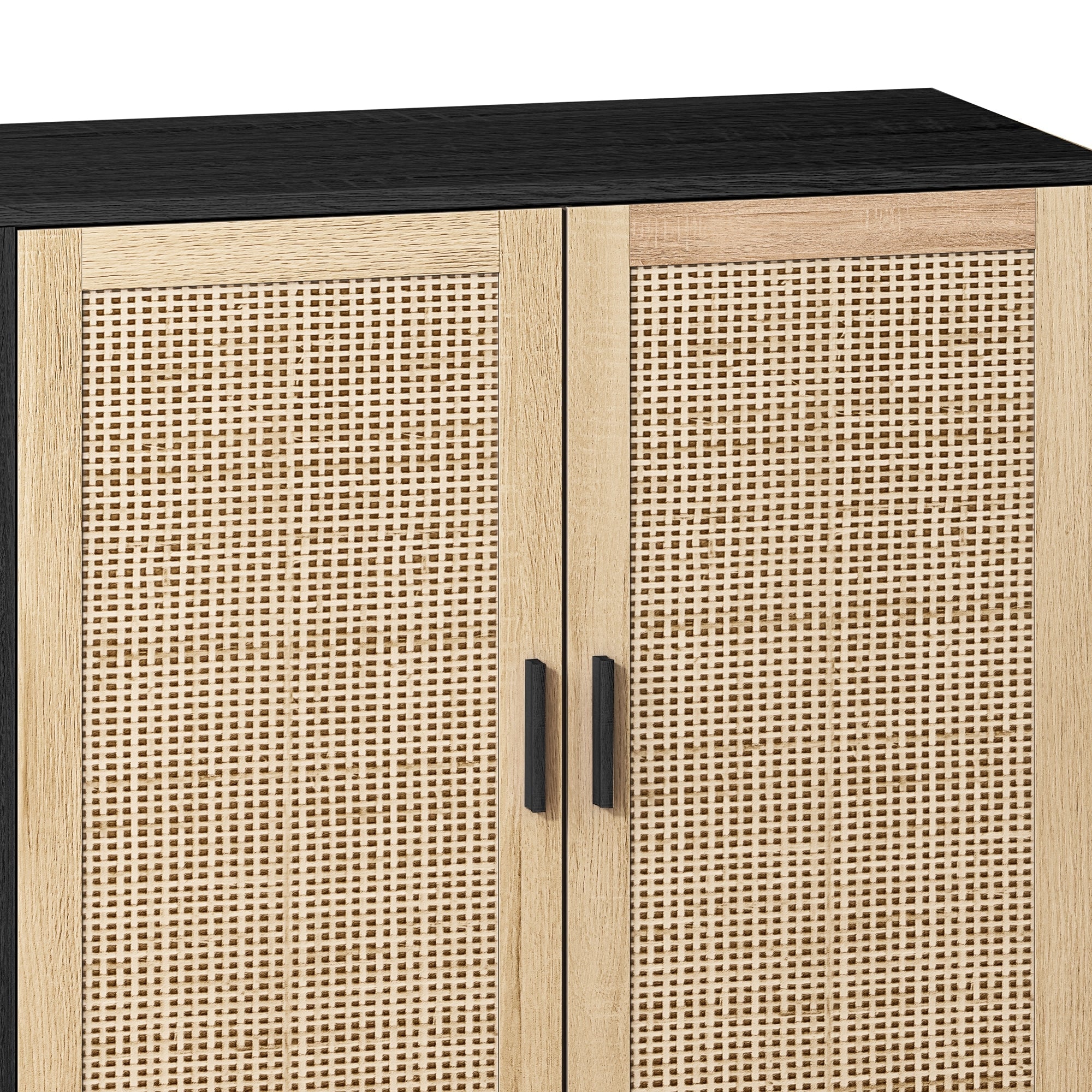 Elegant and Functional 4-Door Rattan Decorative Storage Cabinet