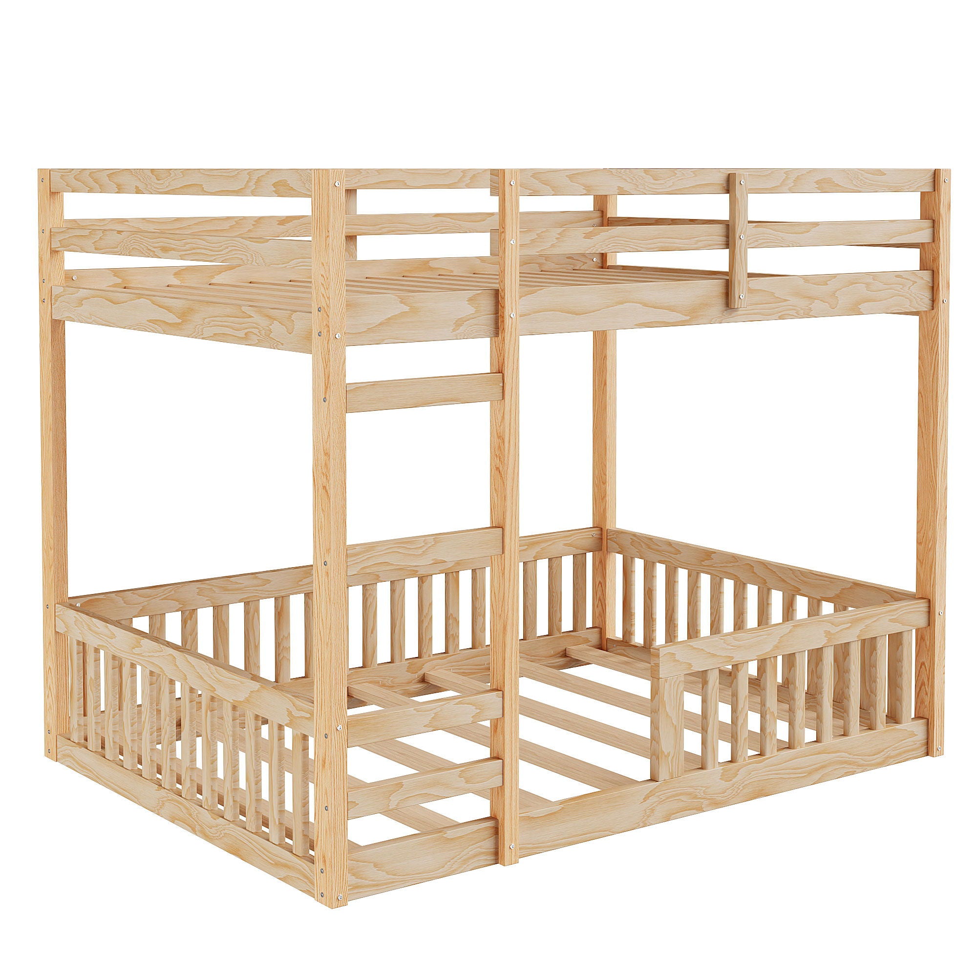 Stylish Bunk Bed With Ladder And Guardrails