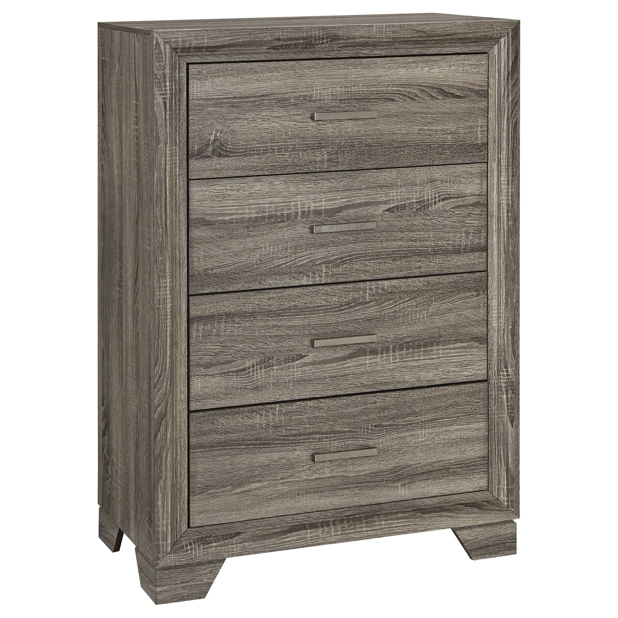 Funston - 4 Drawer Chest Of Drawers With Bar Handles - Brown Oak