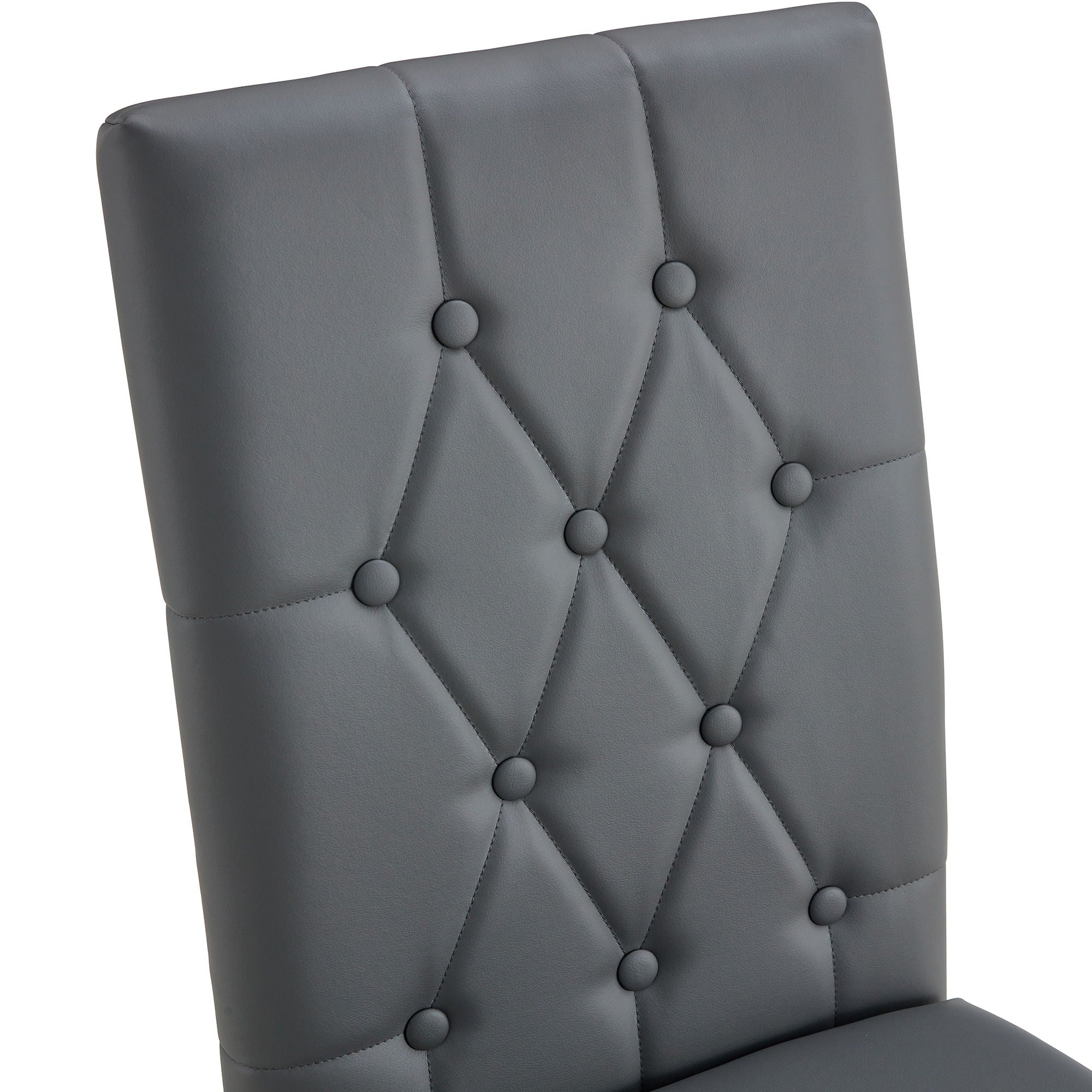 Vintage Style Armless Dining Chairs Set With Grid And Buckle Design