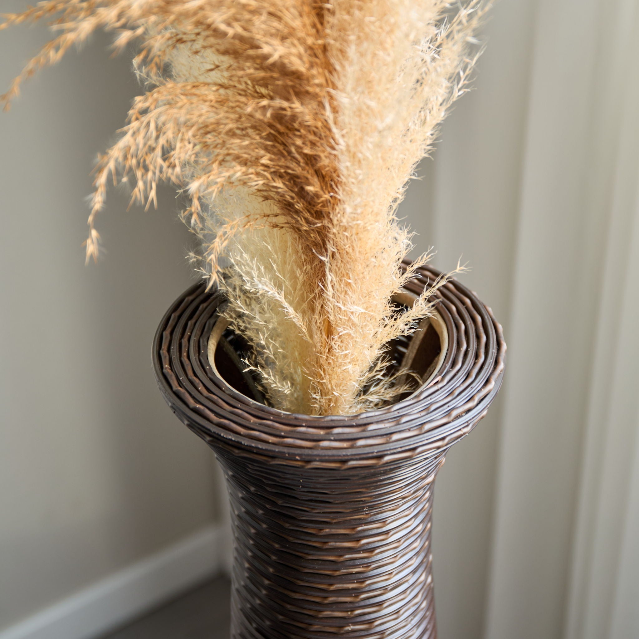 Tall Standing Designer Floor Vase Durable Artificial Rattan Elegant 2 Tone Finish Ideal Decor Accent For Living Room, Bedroom, Entryway Stylish Home Decor Statement Piece - Black / Gray - Best Buy Furniture