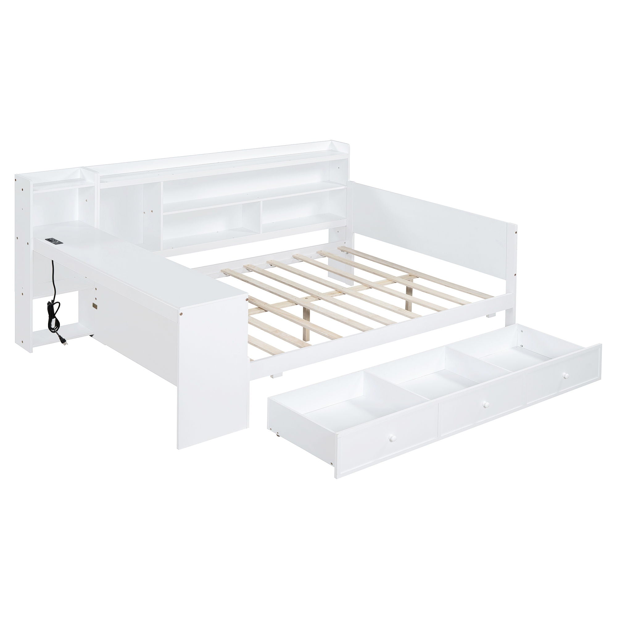 Daybed With 3 Drawers USB Ports And Desk