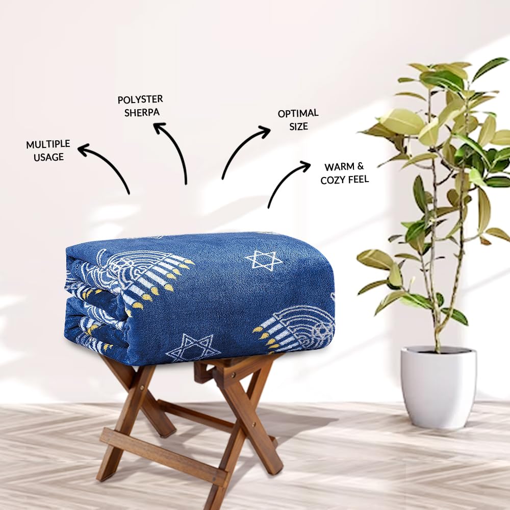 Decor&More Maccabbee Collection Microplush Holiday Throw Blanket (60" x 50") - Hanukkah Menorah - Best Buy Furniture