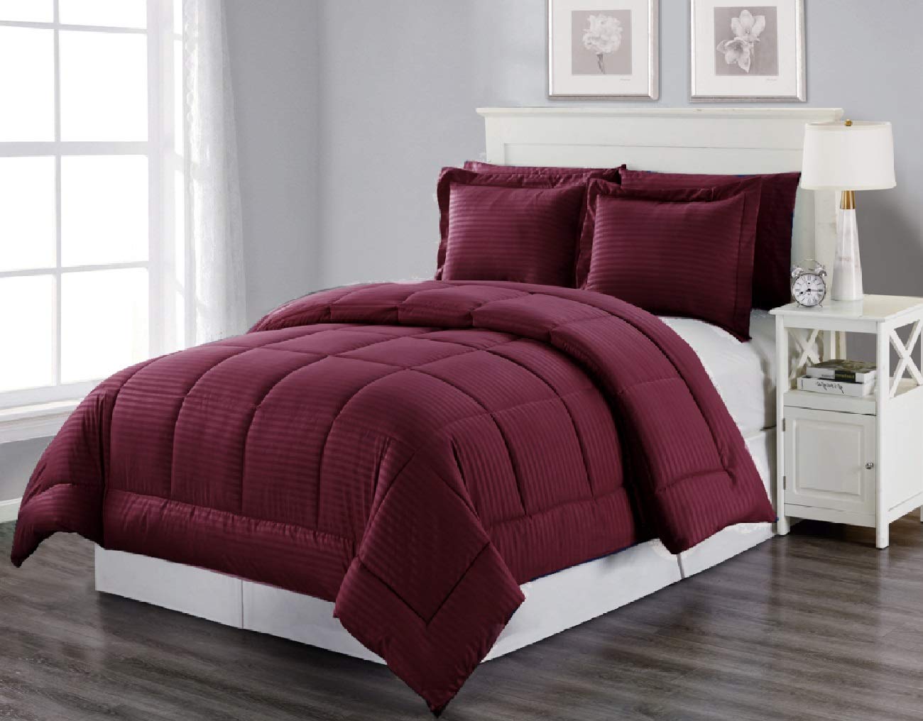 Decor&More Home Essentials 3 Piece Embossed Stripe Down Alternative Comforter Set - Best Buy Furniture