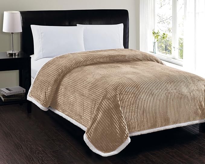 Decor&More Home Essentials Corduroy Sherpa Blanket - Best Buy Furniture