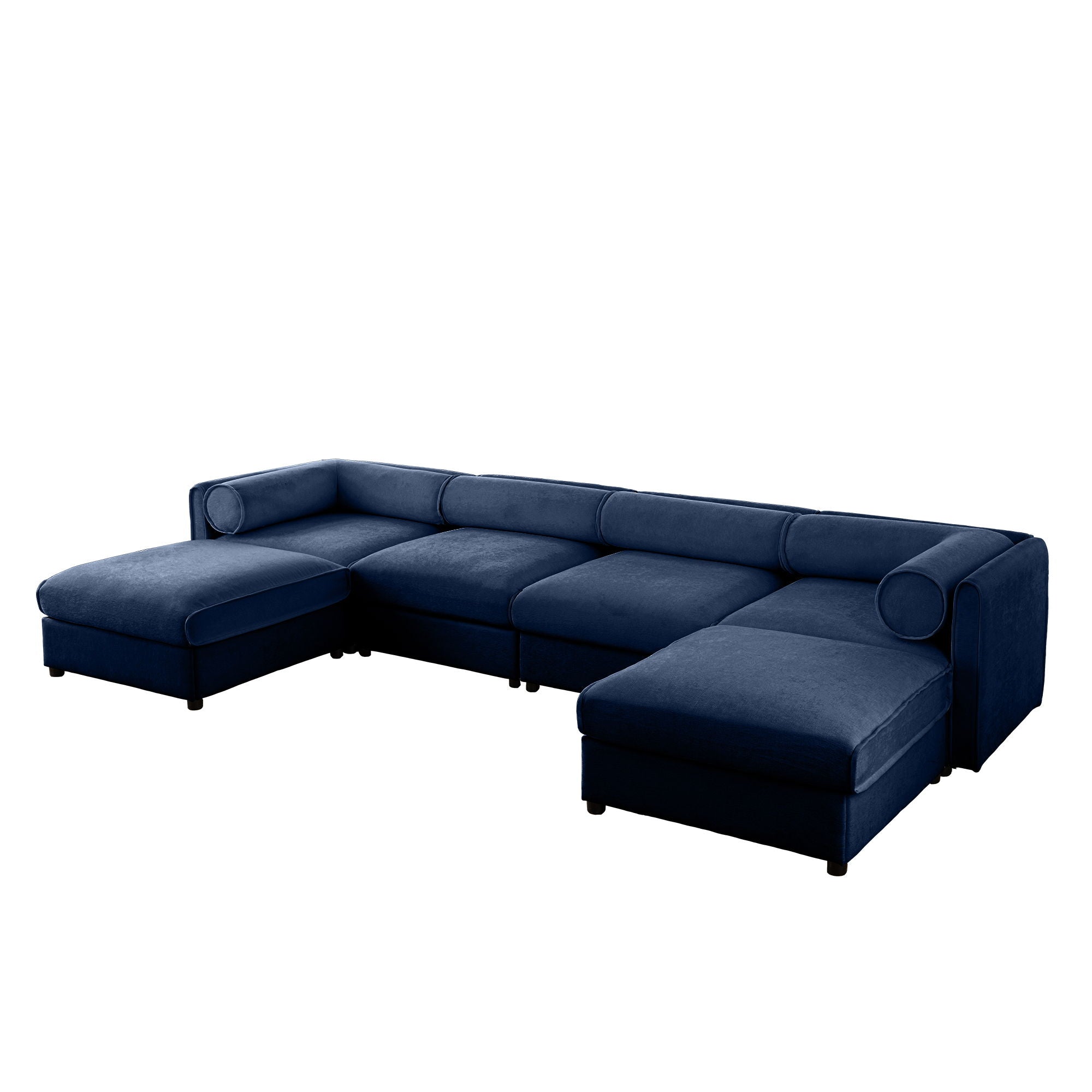 Contemporary Elegant White Chenille Sofa With Storage And Ottoman