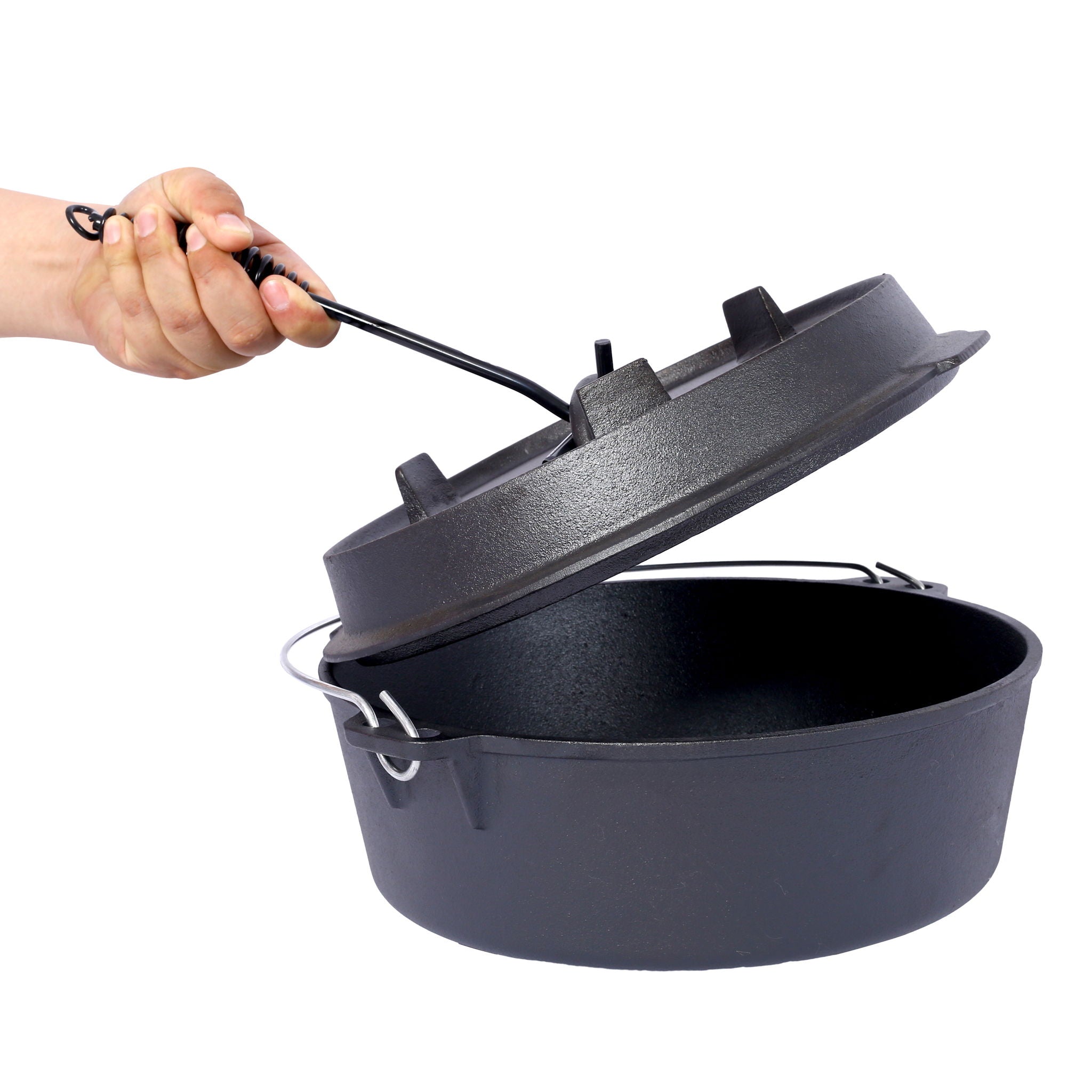 Pre-Seasoned Cast Dutch Oven With Skillet Lid And Pot Rack