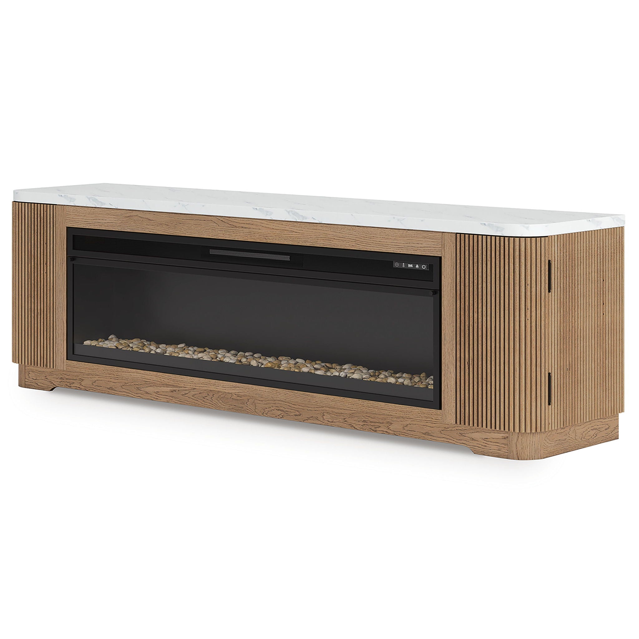 Camdill - 80" TV Stand With Electric Fireplace - Light Brown