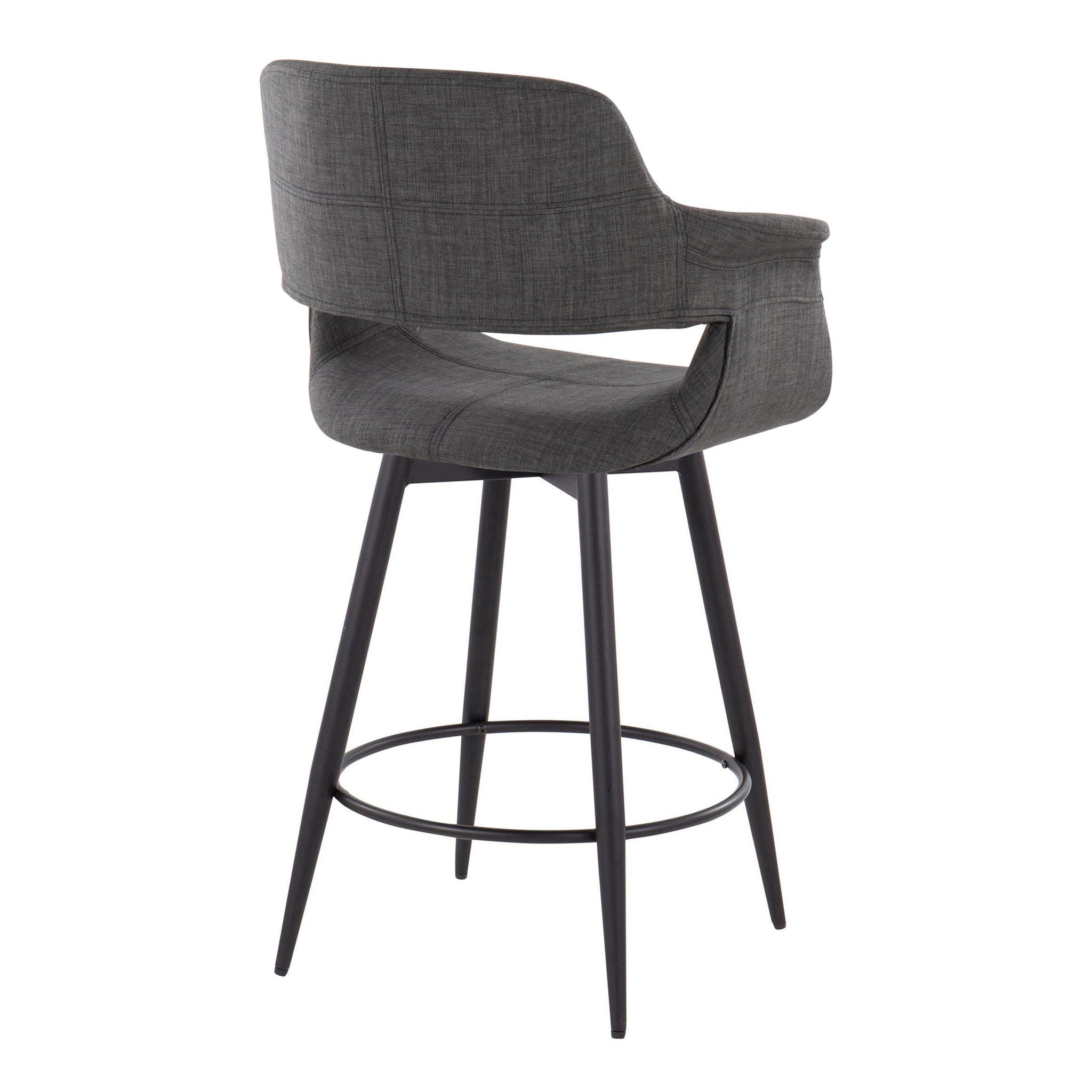 Vintage Flair - Mid Century Modern Fixed Height Counter Stool With Swivel With Round Footrest (Set of 2)