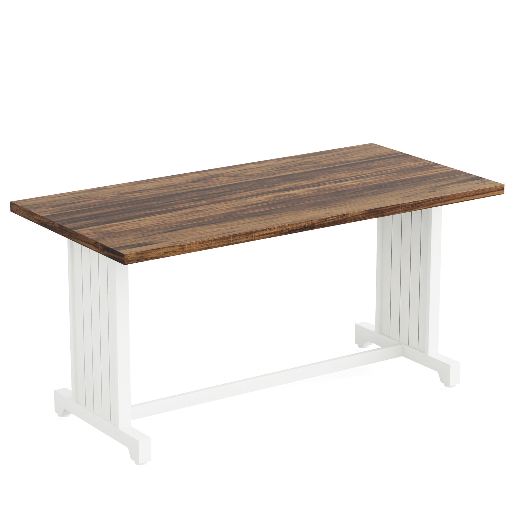 3 Piece Dining Table Set For 2 - 4, With Space Saving Benches - Brown / White