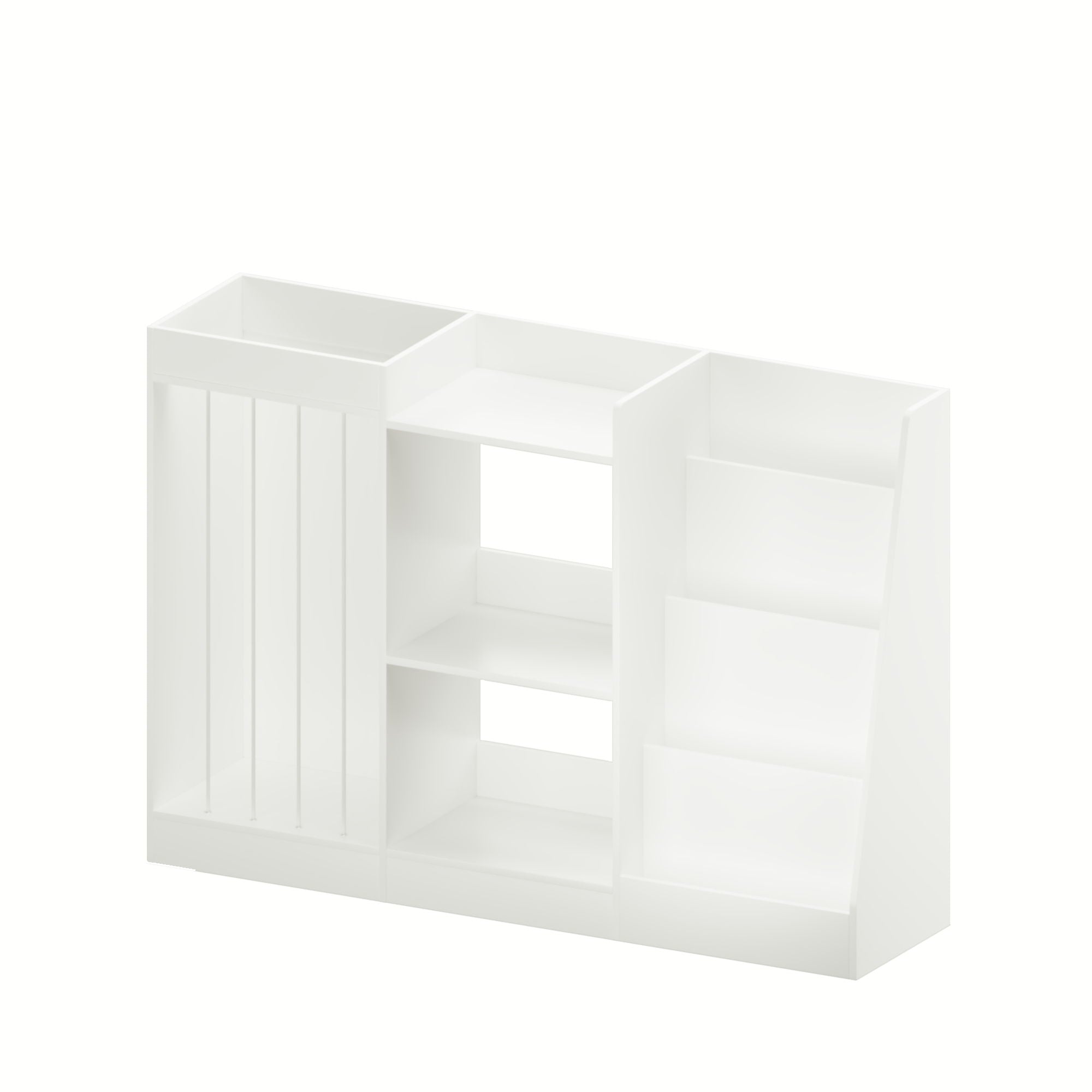 Bookshelf And Toy Storage, 3 Tier Montessori Bookcase With Stuffed Animal Organizer - White