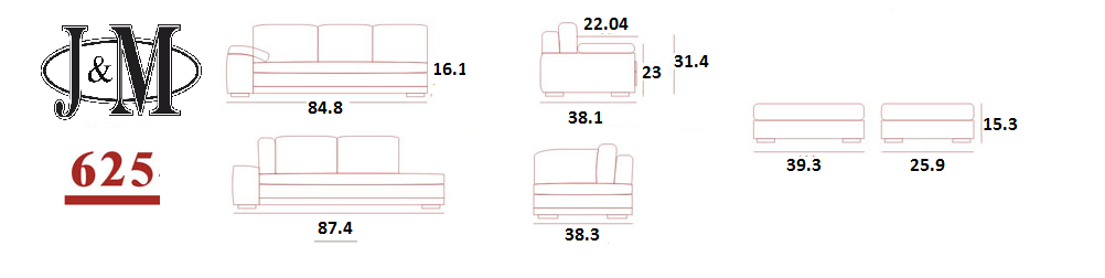 625 Italian Leather Sectional J&M