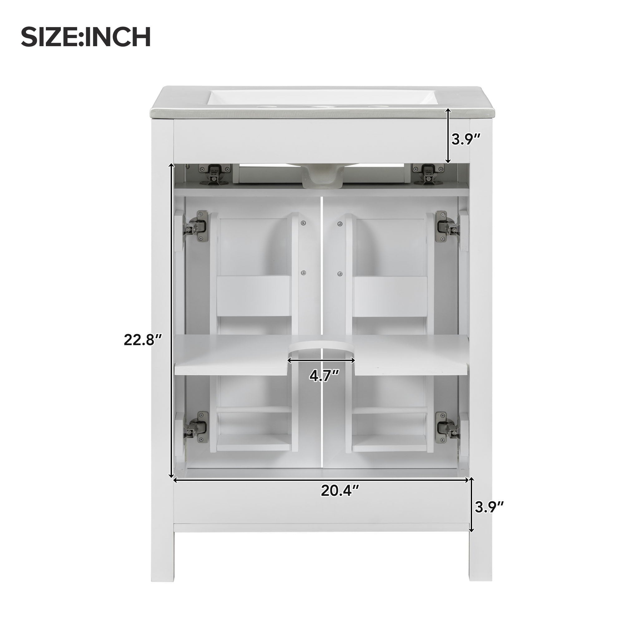 Bathroom Vanity Combo With Ceramic Sink, Luxurious Space-Saving Vanity, 2 Soft Close Doors