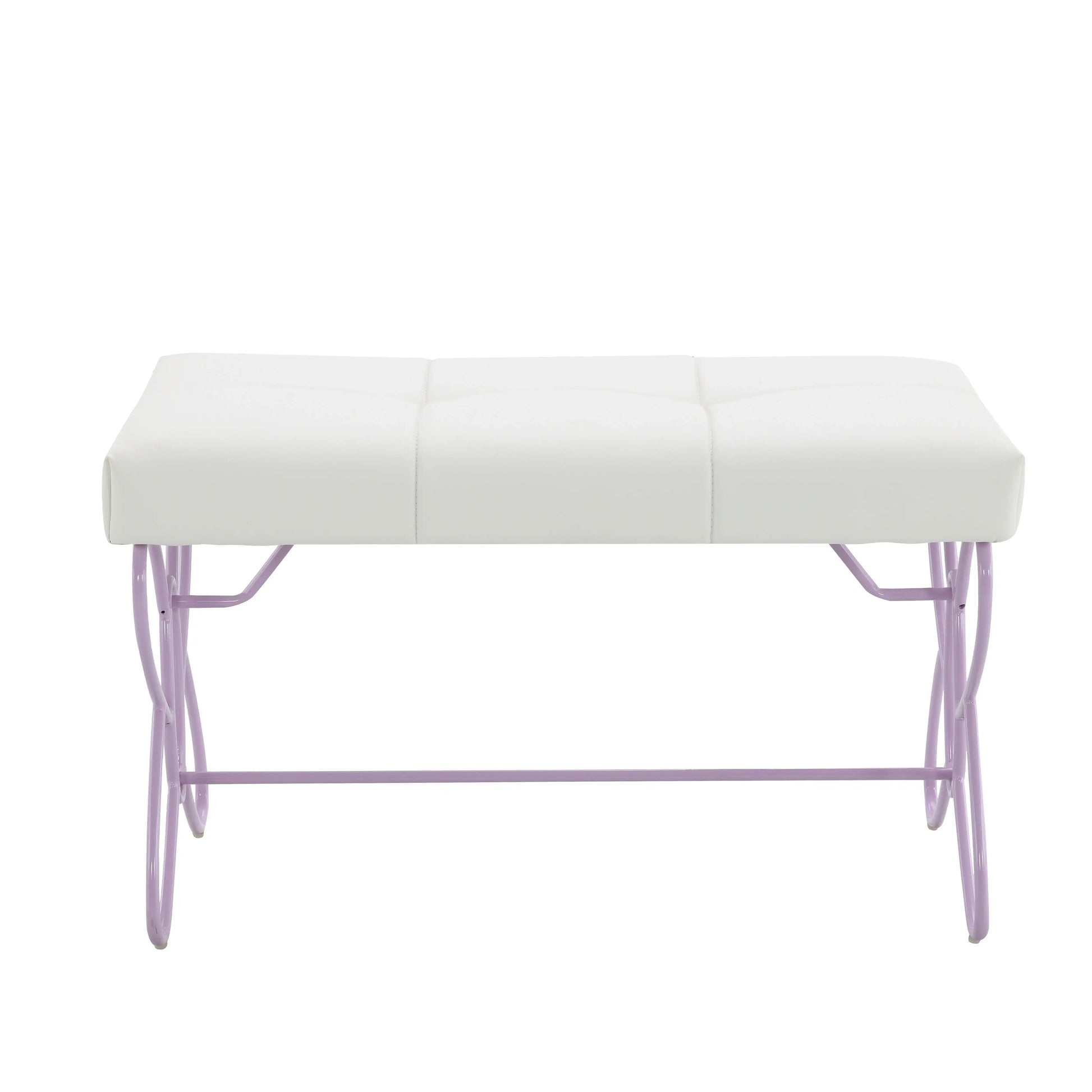 Priya II - Synthetic Leather Purple Bench - Purple / White - Best Buy Furniture