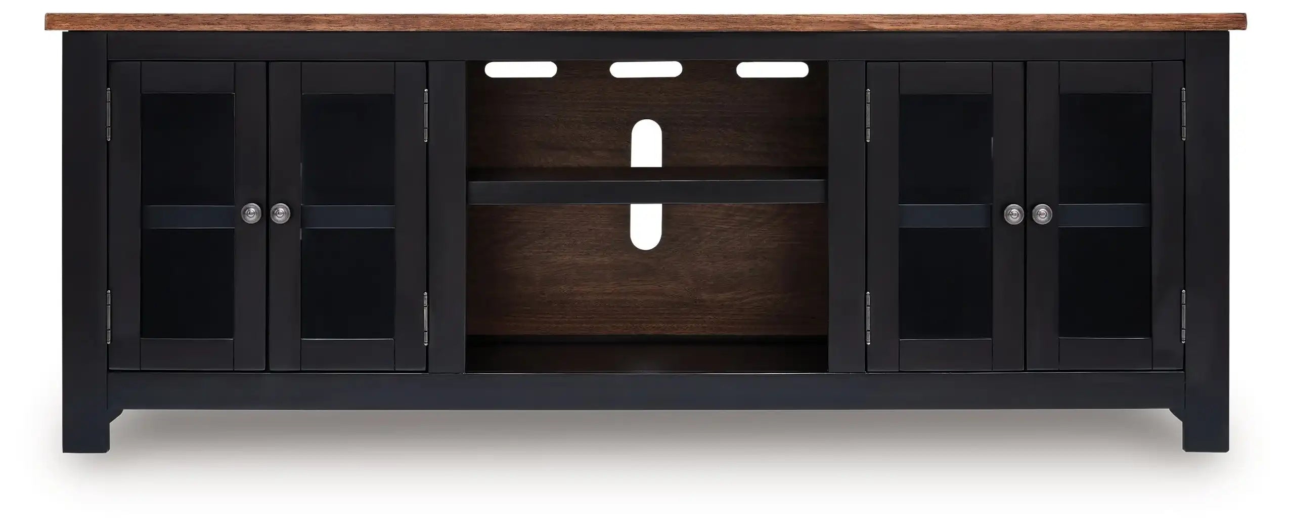 Wildenauer - Brown / Black - XL TV Stand With Fireplace Option