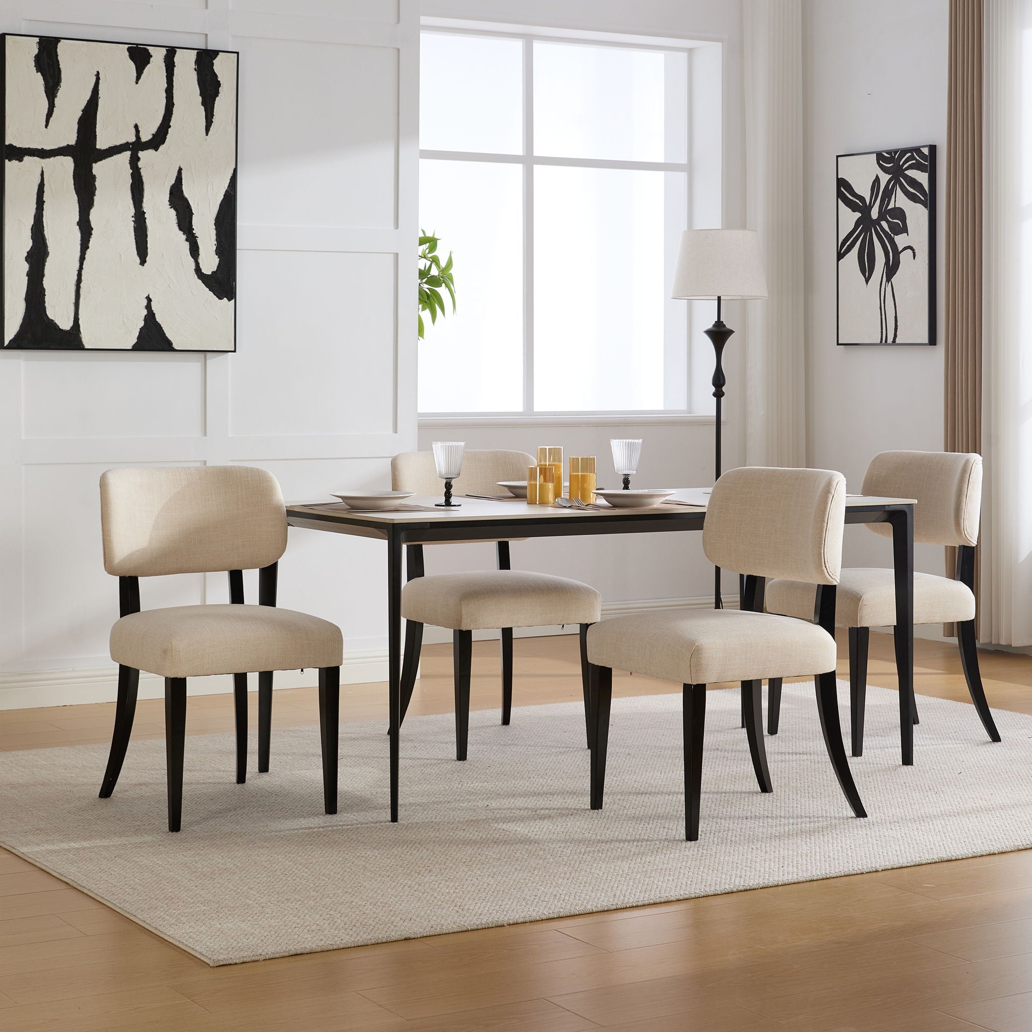 Kitchen Dining Chairs (Set of 2) - Cream