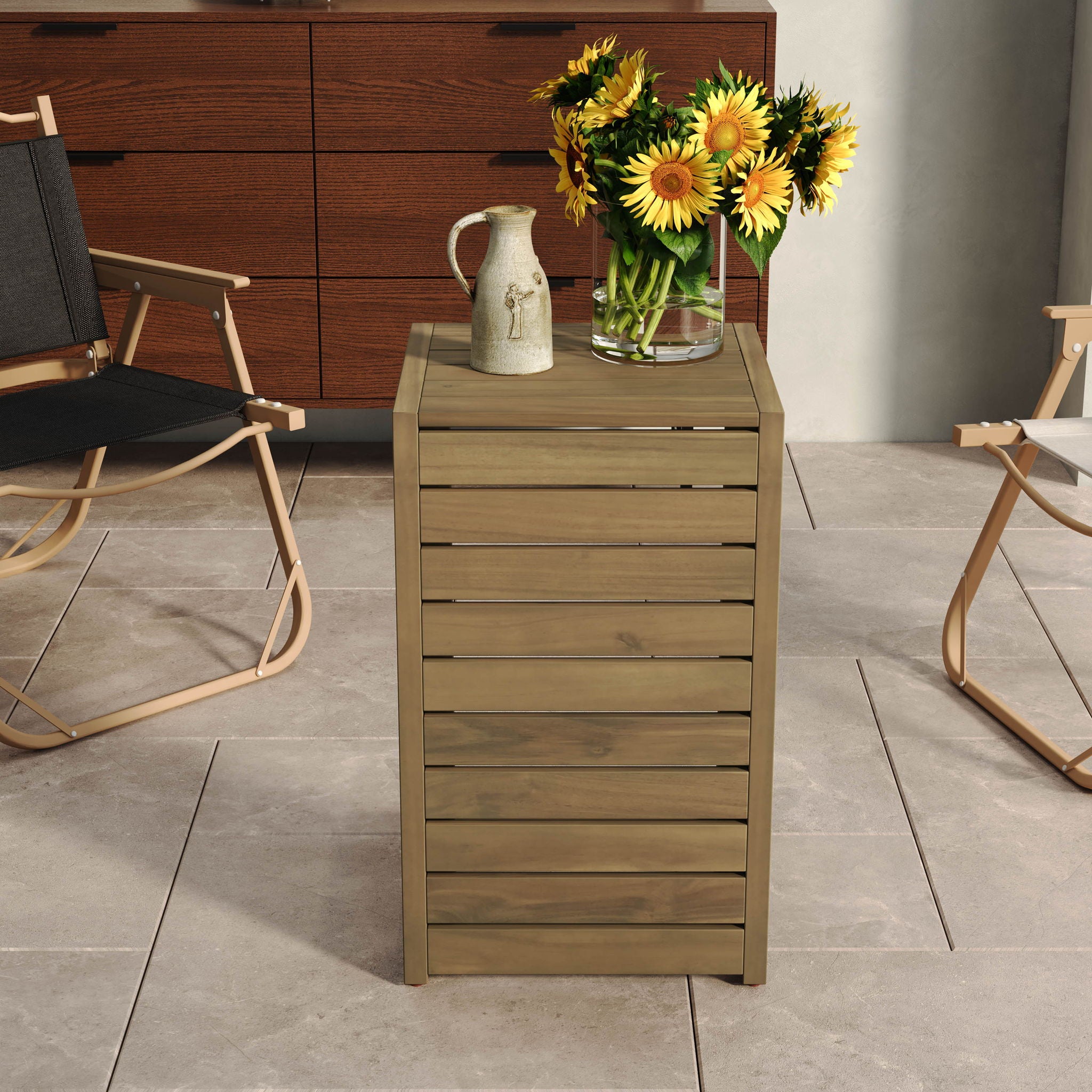 Aluminum Outdoor C - Shaped Side Table For Patio