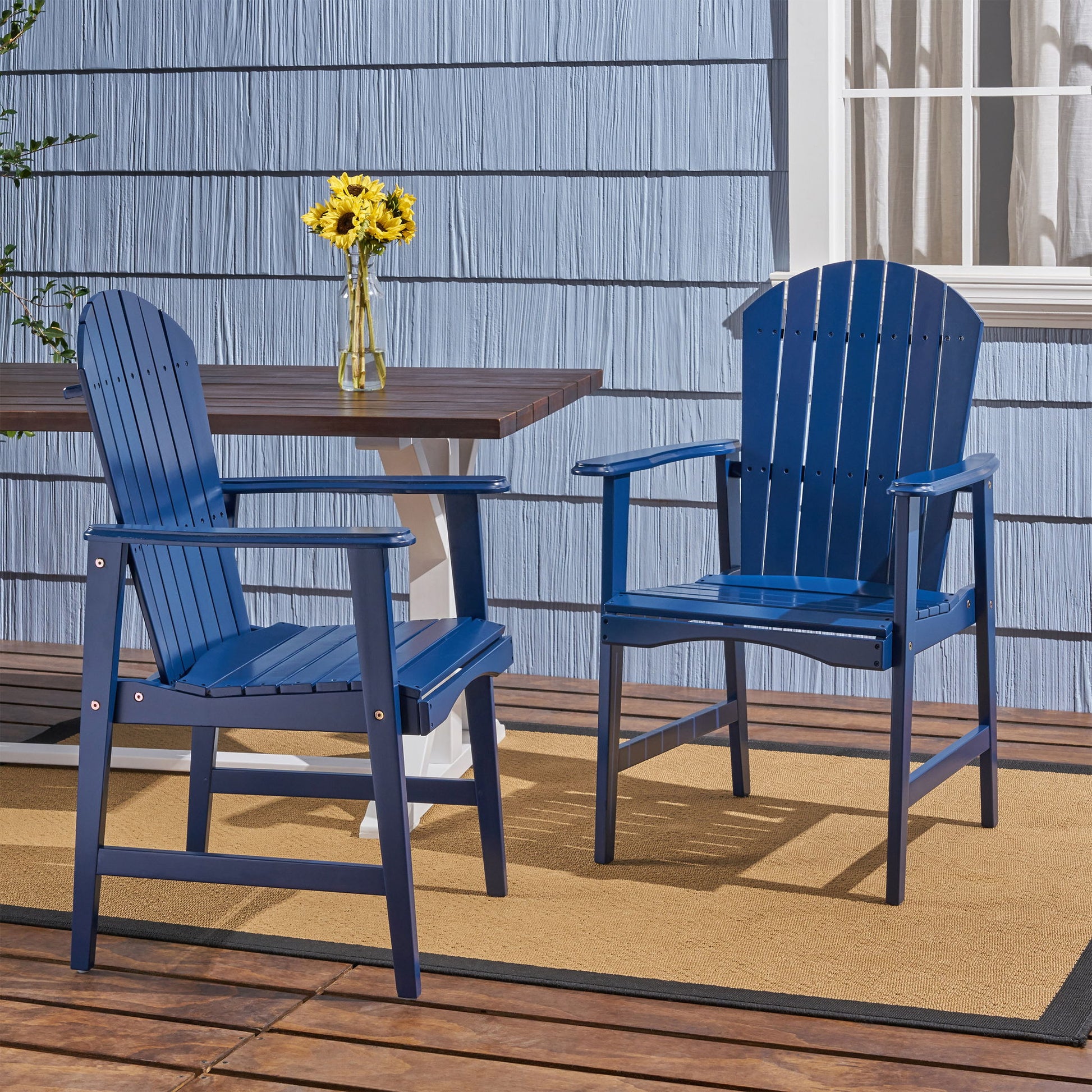 Outdoor Weather Resistant Acacia Wood Adirondack Dining Chairs (Set of 2) - Best Buy Furniture