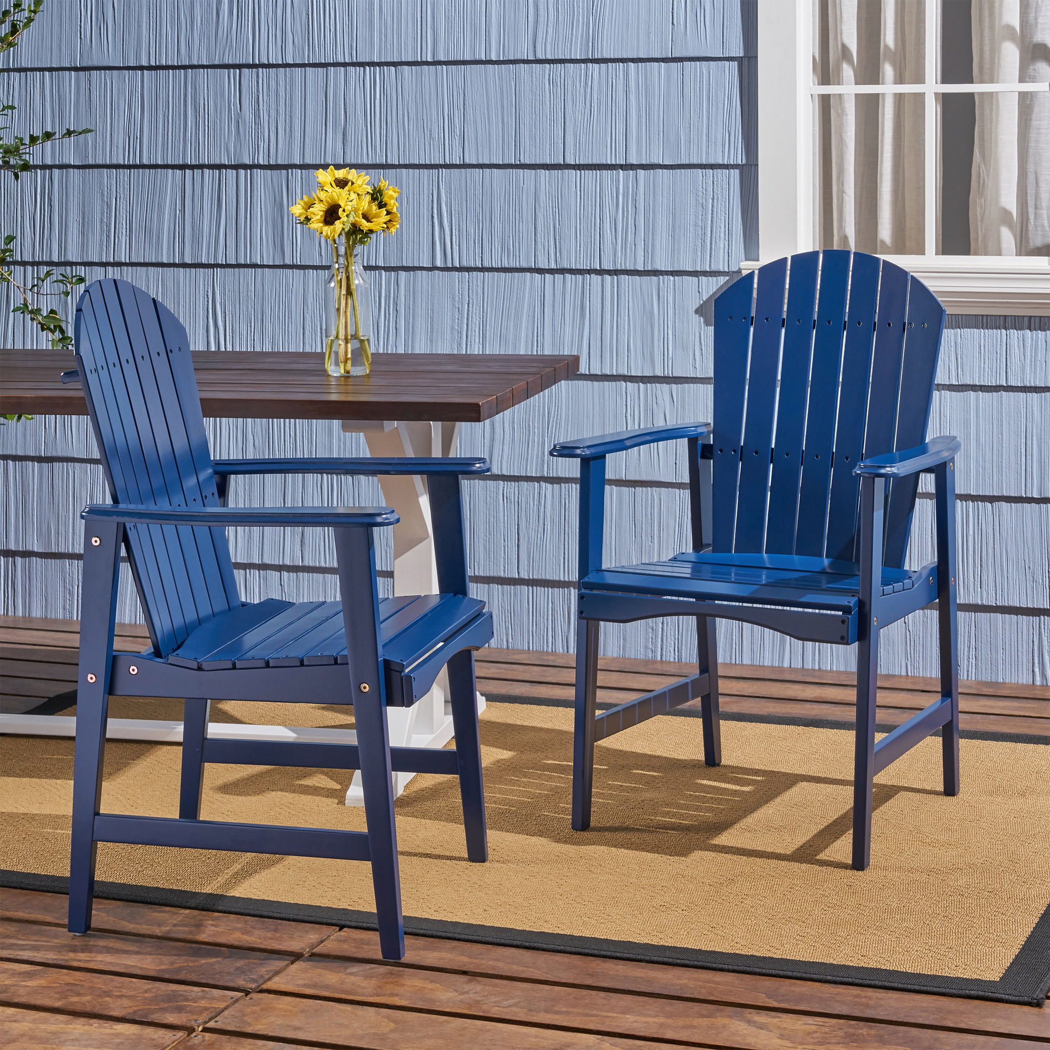Outdoor Weather Resistant Acacia Wood Adirondack Dining Chairs (Set of 2) - Best Buy Furniture