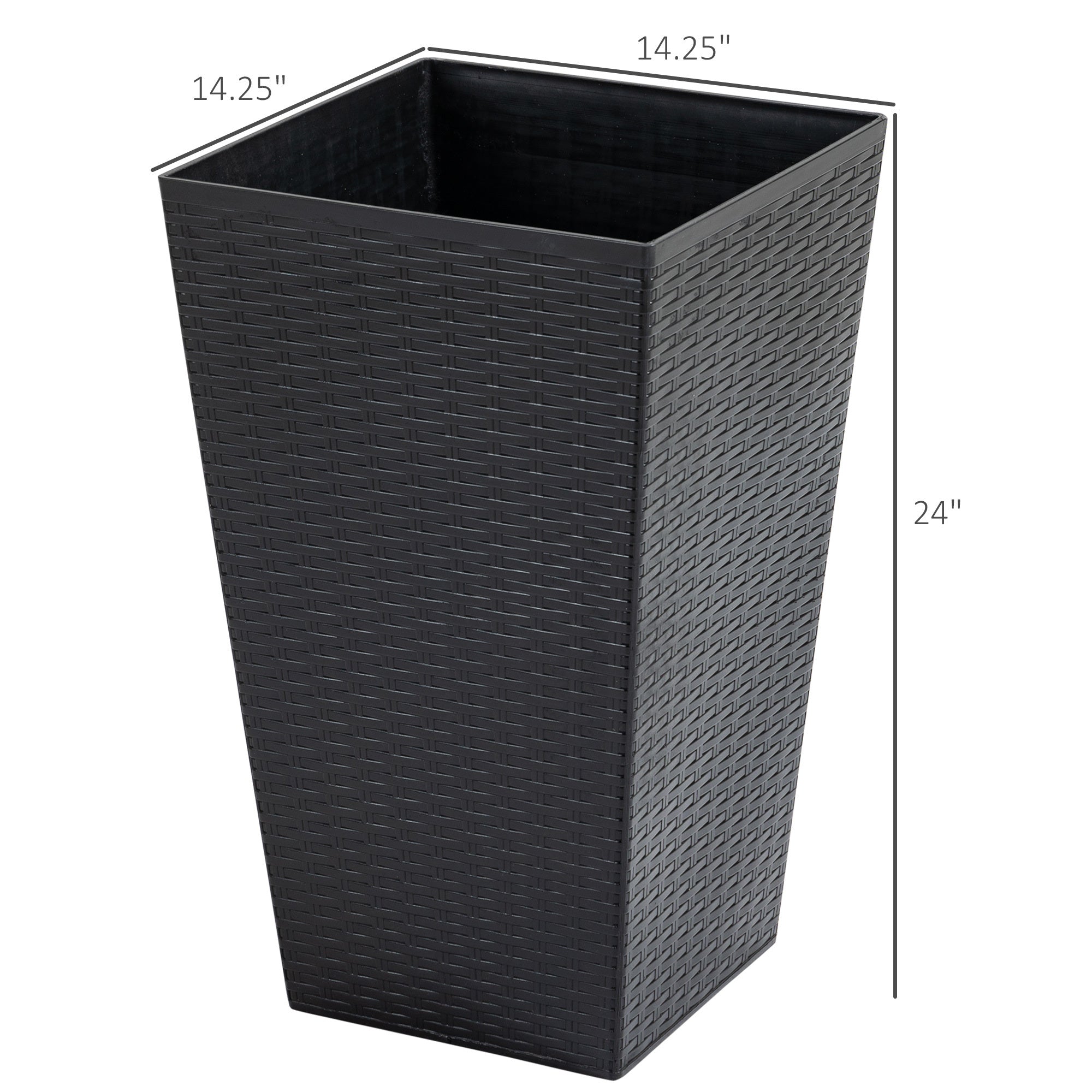 Outsunny set of 3 tall planters with drainage hole, outdoor flower pots, indoor planters for porch, front door, entryway, patio and deck