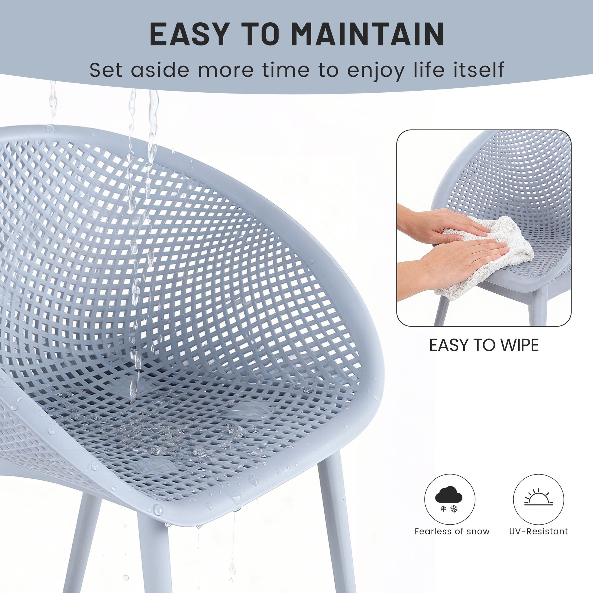 2 Piece Durable Single Chair With Mesh Hollow Out Design