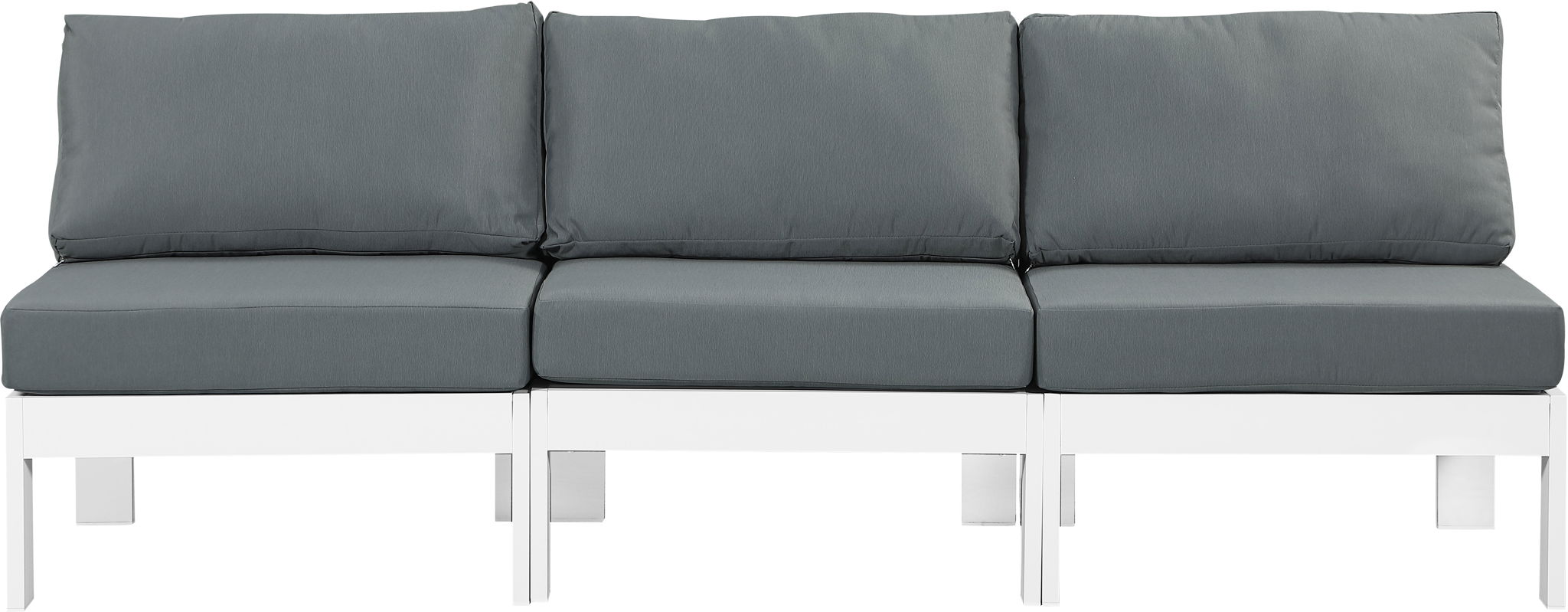 Nizuc - Outdoor Patio 3 Seat Armless Modular Sofa With White Frame