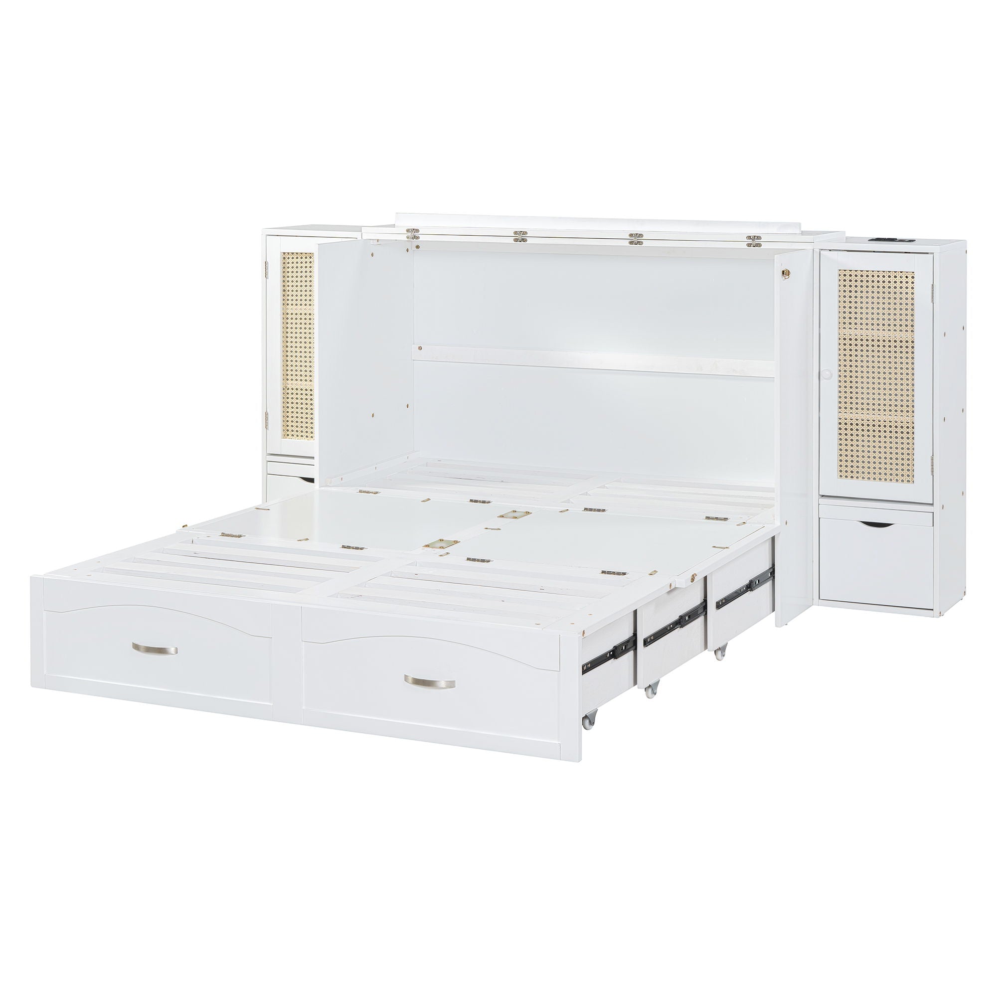 Murphy Wall Bed With Drawer And Rattan Decoration