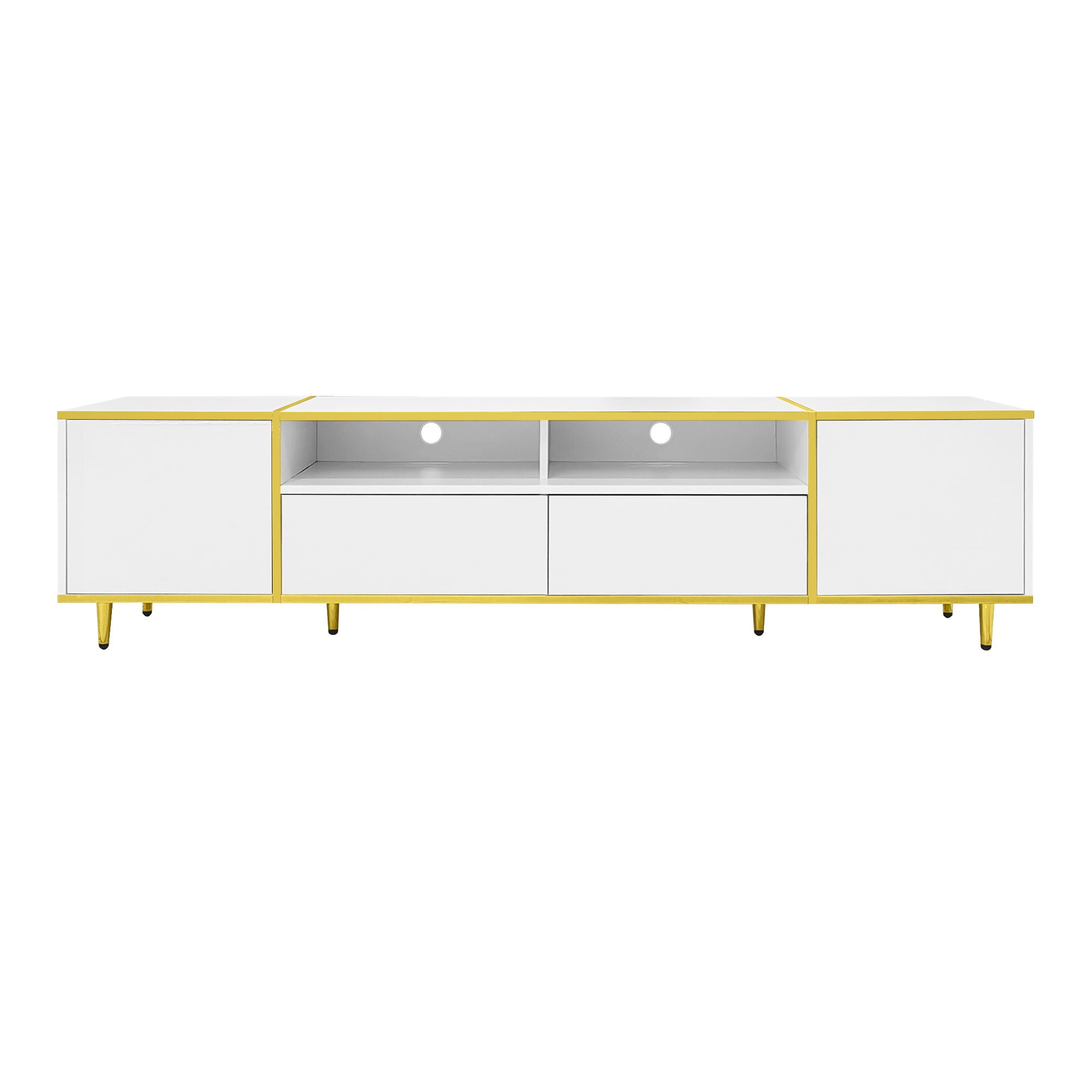 TV Stand For TVs Up To 80", Entertainment Center With 2 Shelves And LED Lights