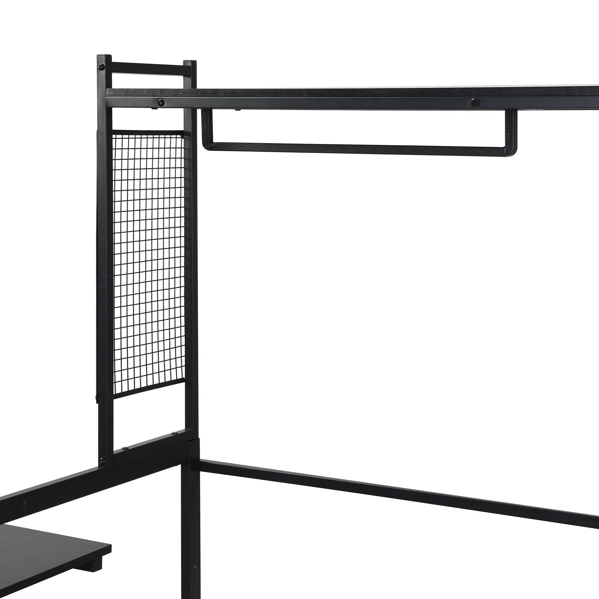 Daybed With Movable Desk, Grid, Shelves And Clothes Hanger
