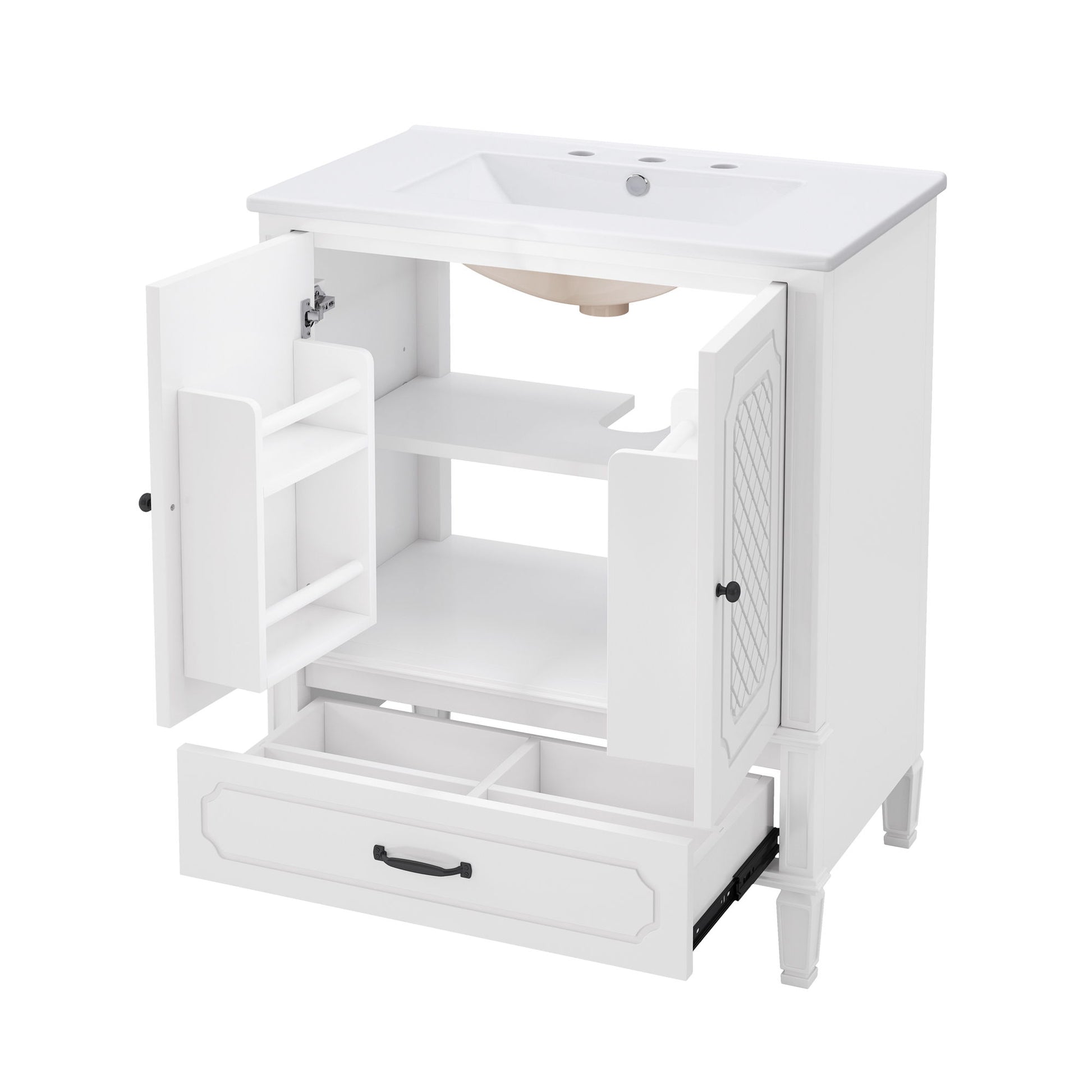 Vintage Style Bathroom Vanity With Sink, Multi Functional Storage, Soft-Closing Door - Best Buy Furniture