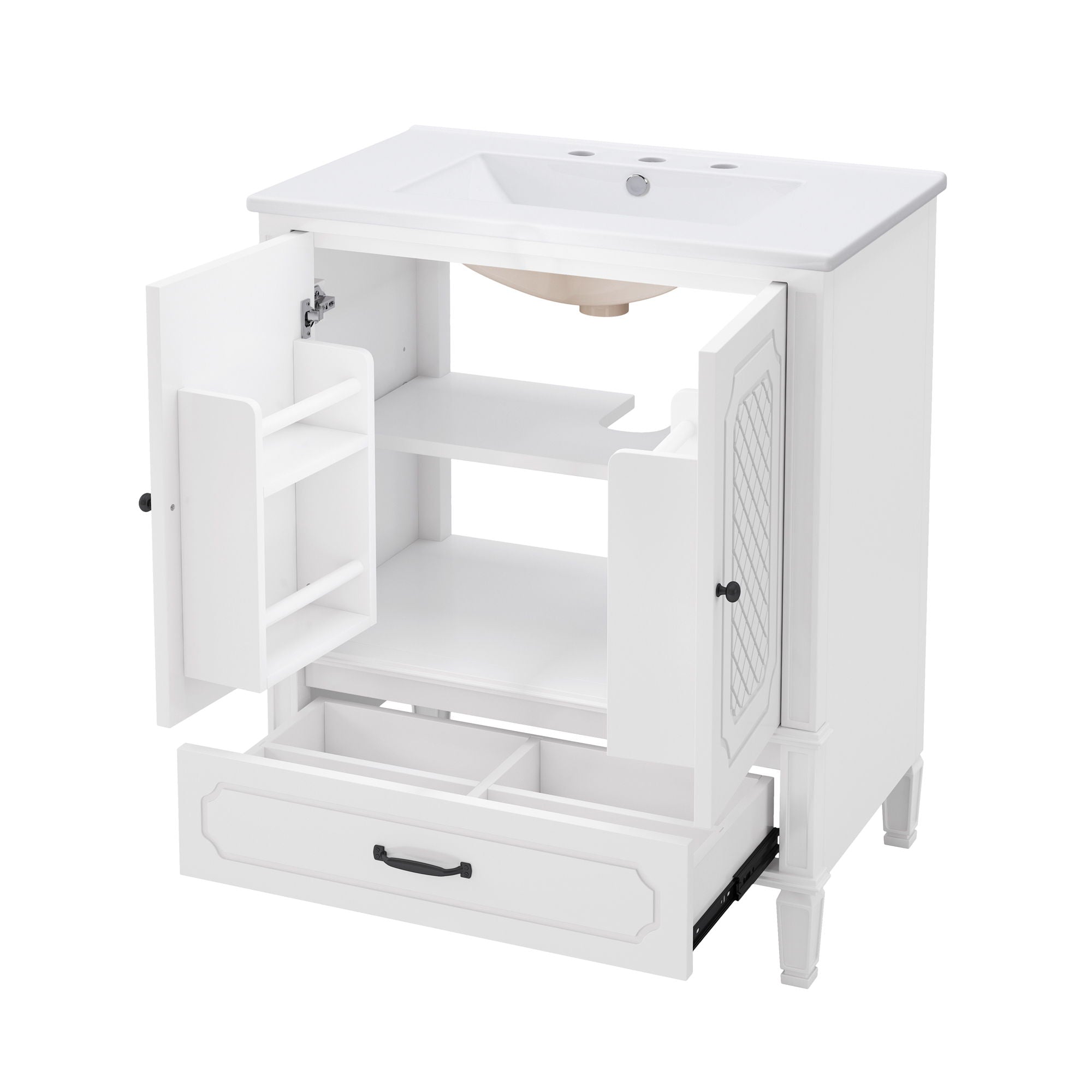 Vintage Style Bathroom Vanity With Sink, Multi Functional Storage, Soft-Closing Door - Best Buy Furniture