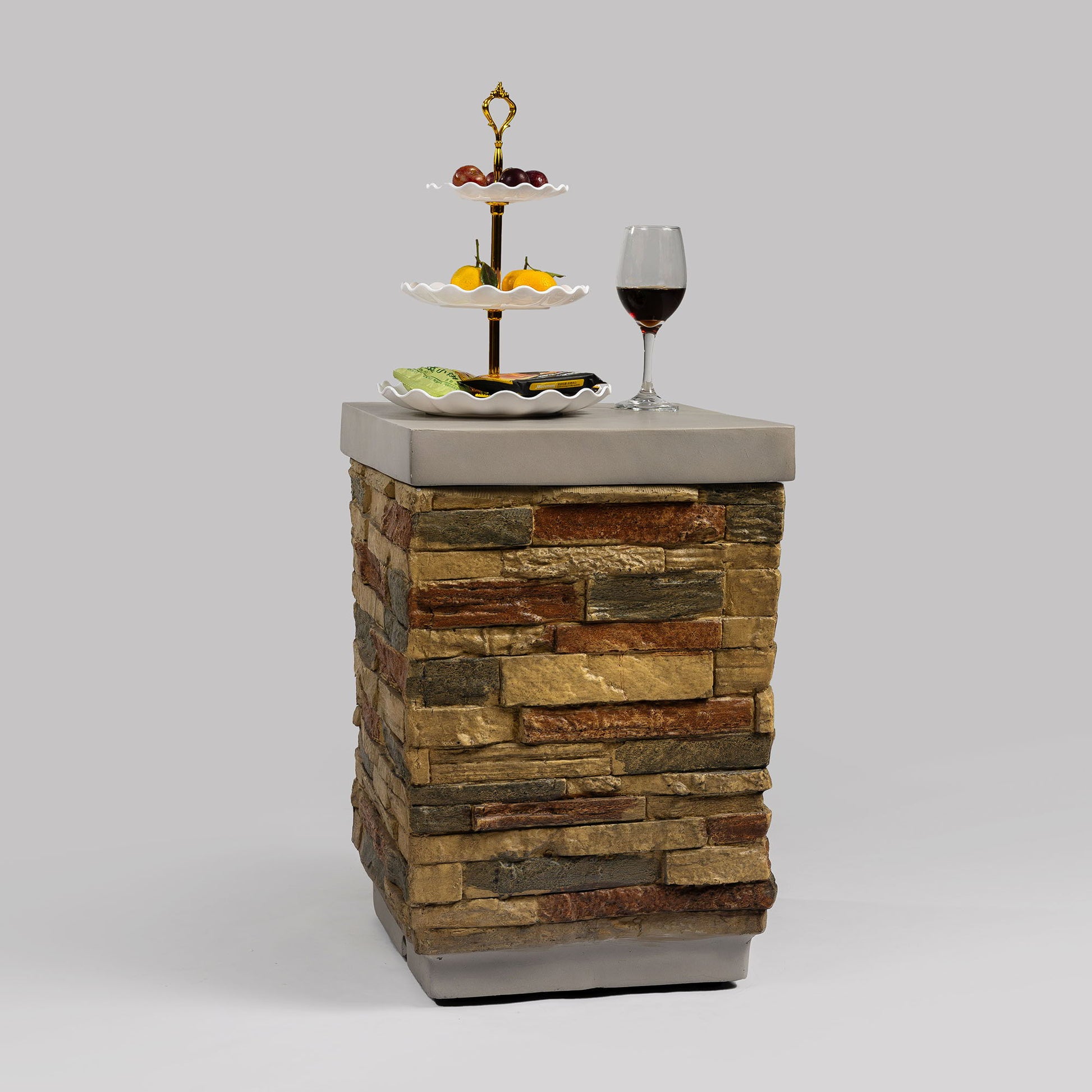Outdoor Propane Tank Holder Fire Pit Cover Side Table Lightweight Concrete - Sandstone - Best Buy Furniture