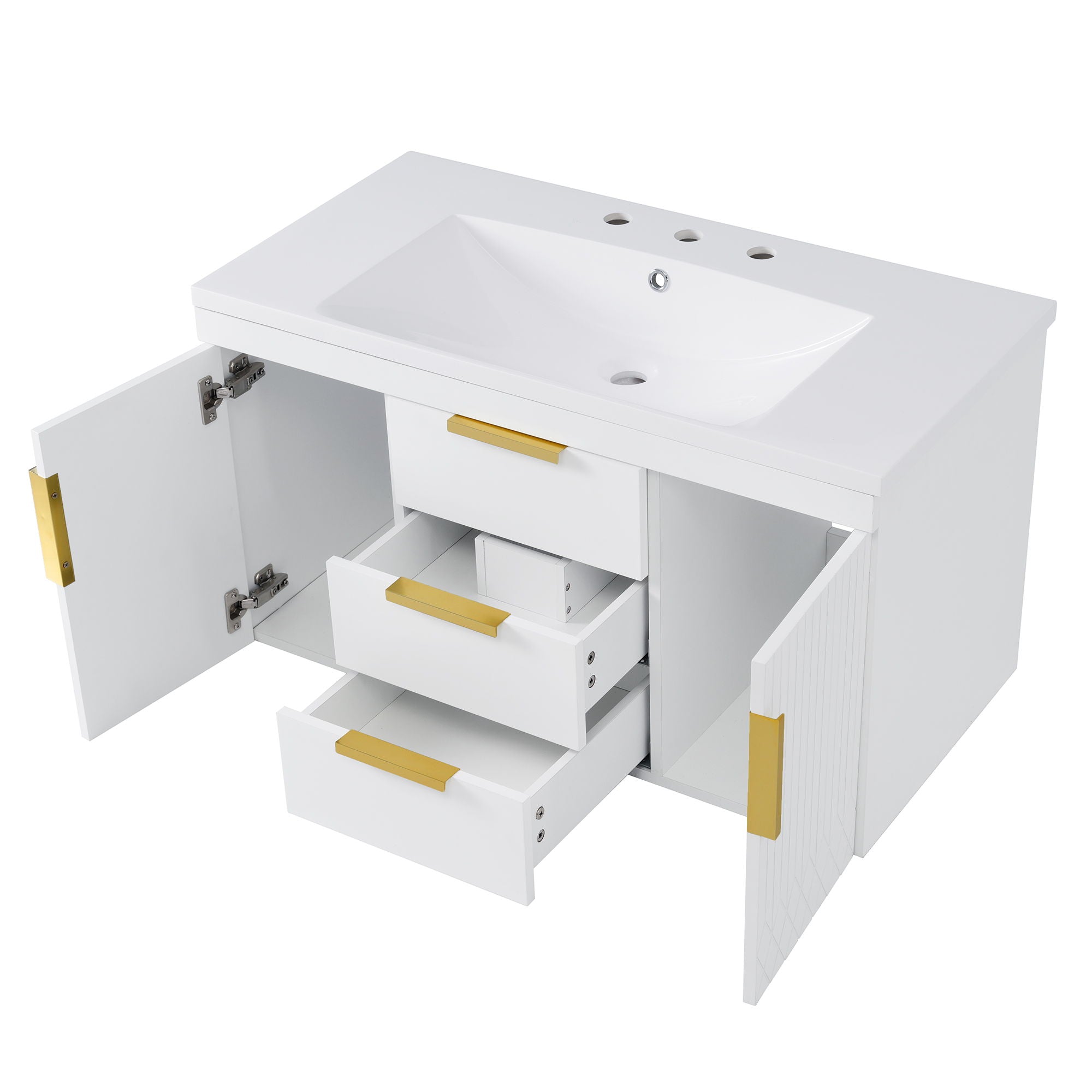 Wall Mounted Bathroom Vanity With Sink, Floating Storage Cabinet With 2 Drawers