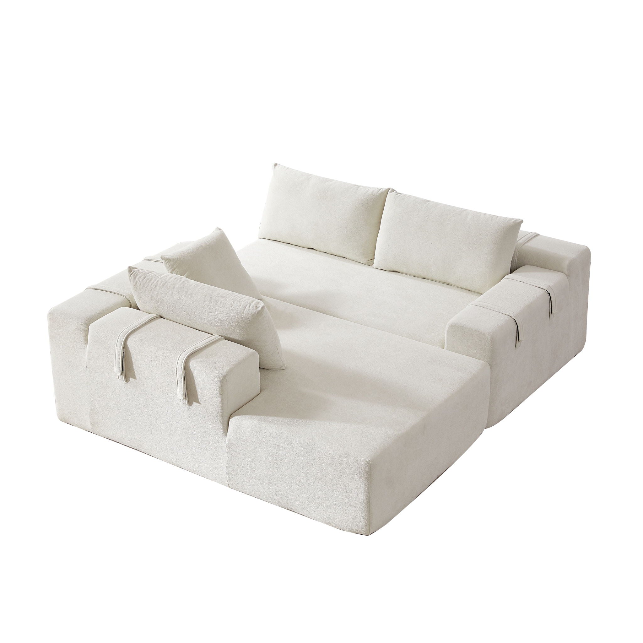 Modern Chenille Upholstered Sectional Sofa Couch Set With 6 Pillows,Free Combination