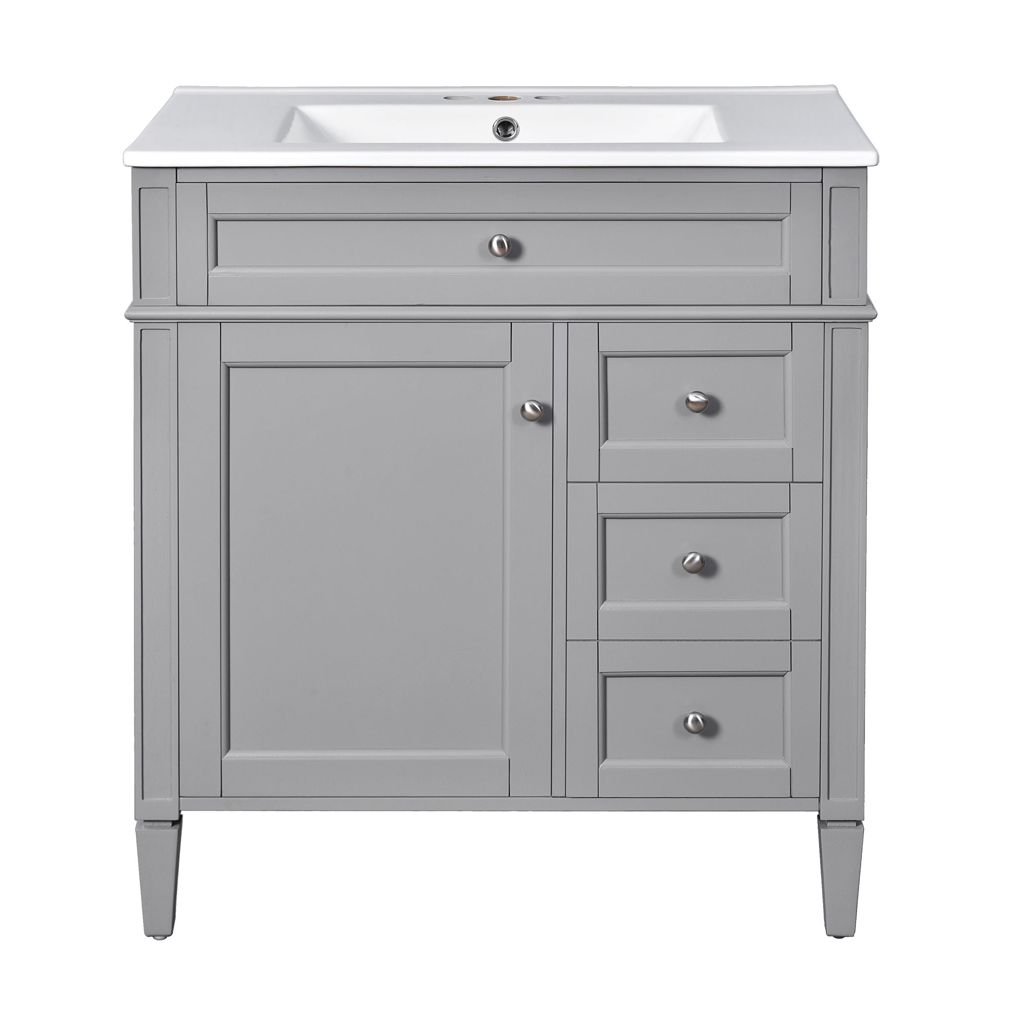 Bathroom Vanity With Top Sink, 2 Drawers & Tip Out Drawer